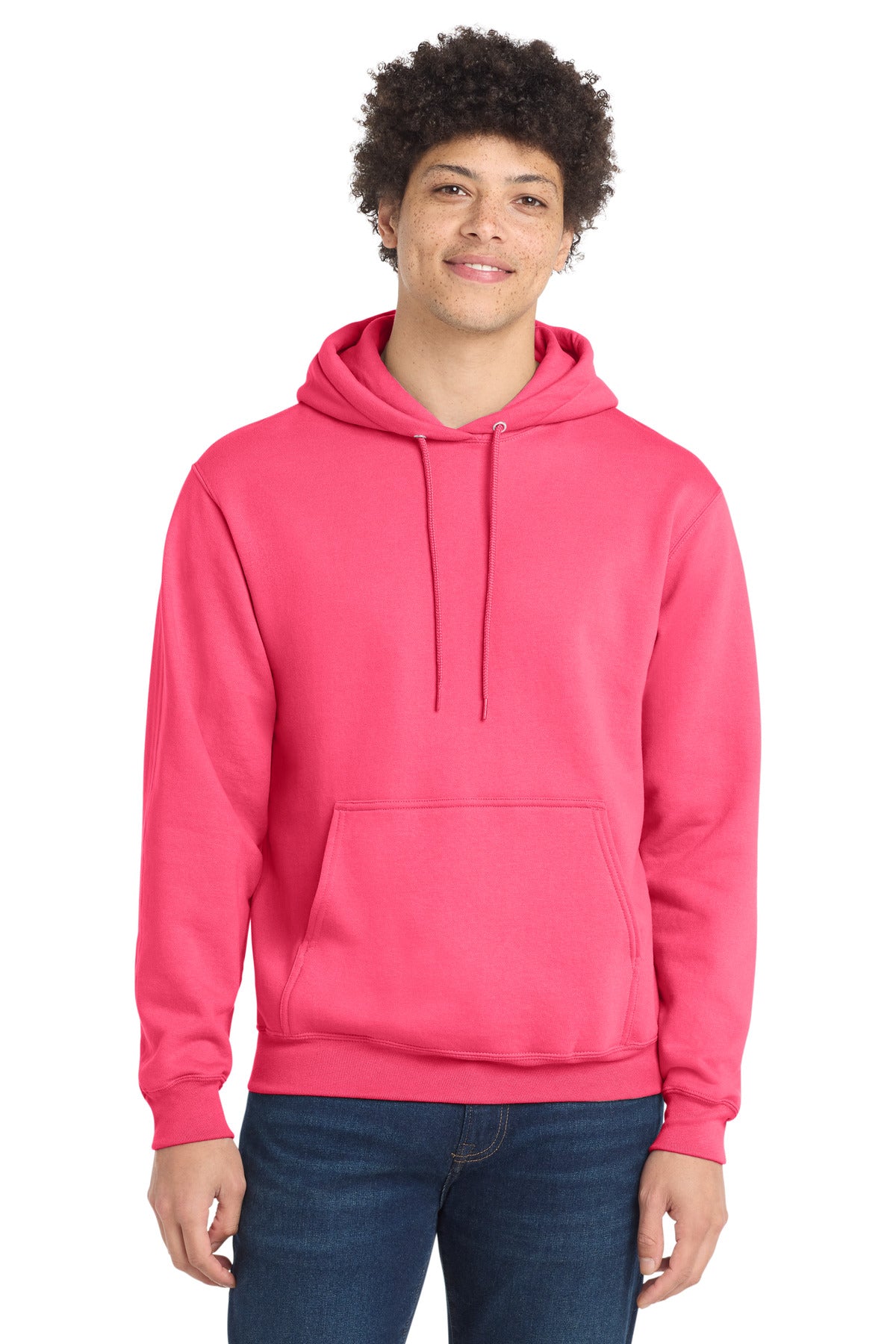 Port & Co Core Fleece Pullover Hooded Sweatshirt. PC78H in Neon Pink