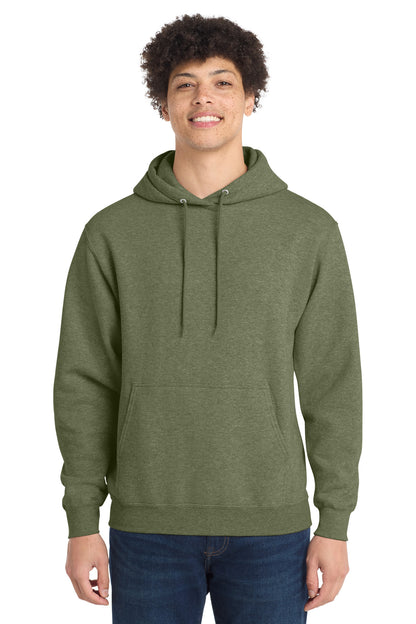 Port & Co Core Fleece Pullover Hooded Sweatshirt. PC78H in Olive Drab Green Heather