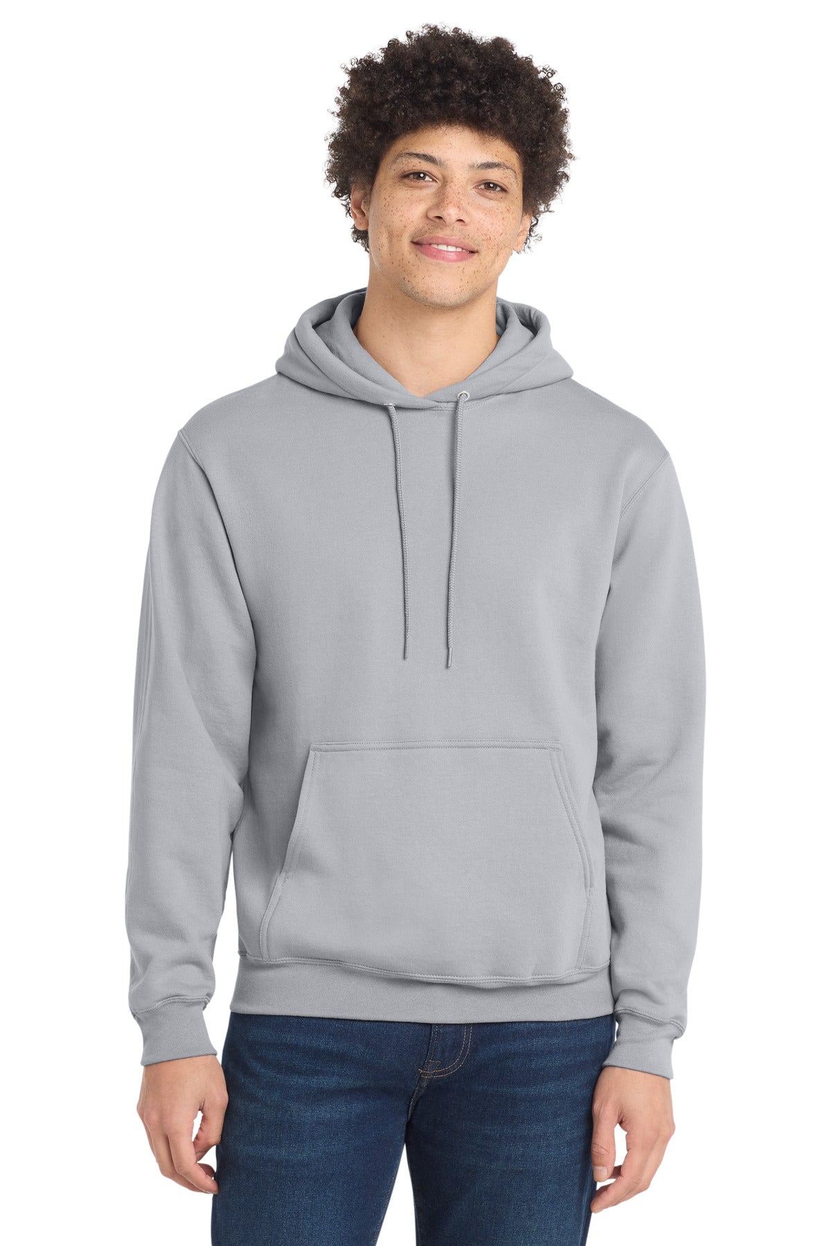 Port & Co Core Fleece Pullover Hooded Sweatshirt. PC78H in Silver
