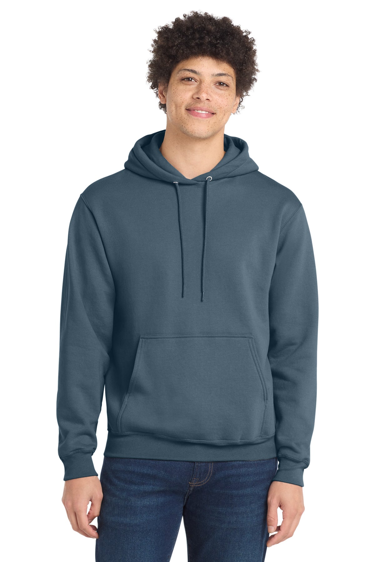 Port & Co Core Fleece Pullover Hooded Sweatshirt. PC78H in Steel Blue