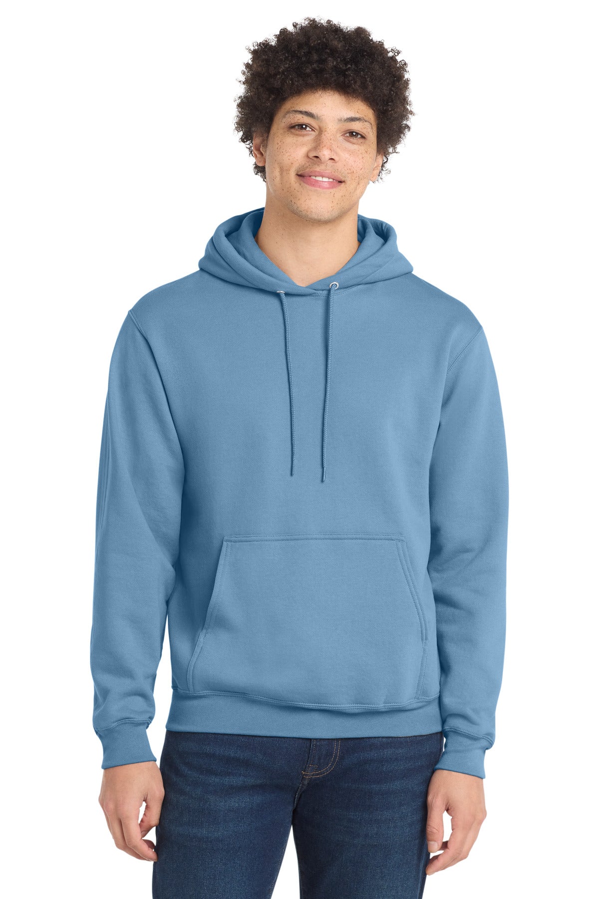 Port & Co Core Fleece Pullover Hooded Sweatshirt. PC78H in Tundra Blue
