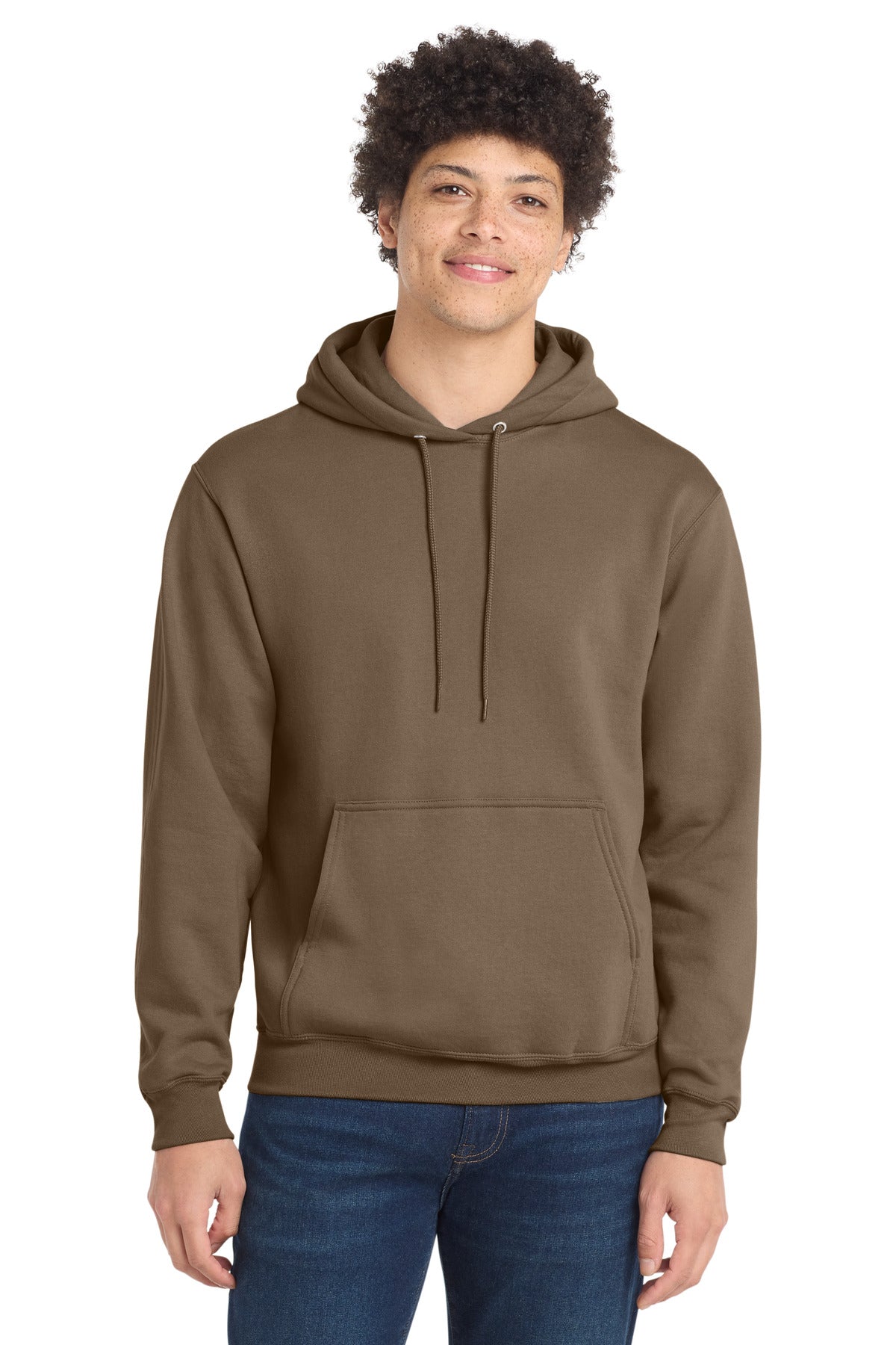 Port & Co Core Fleece Pullover Hooded Sweatshirt. PC78H in Woodland Brown