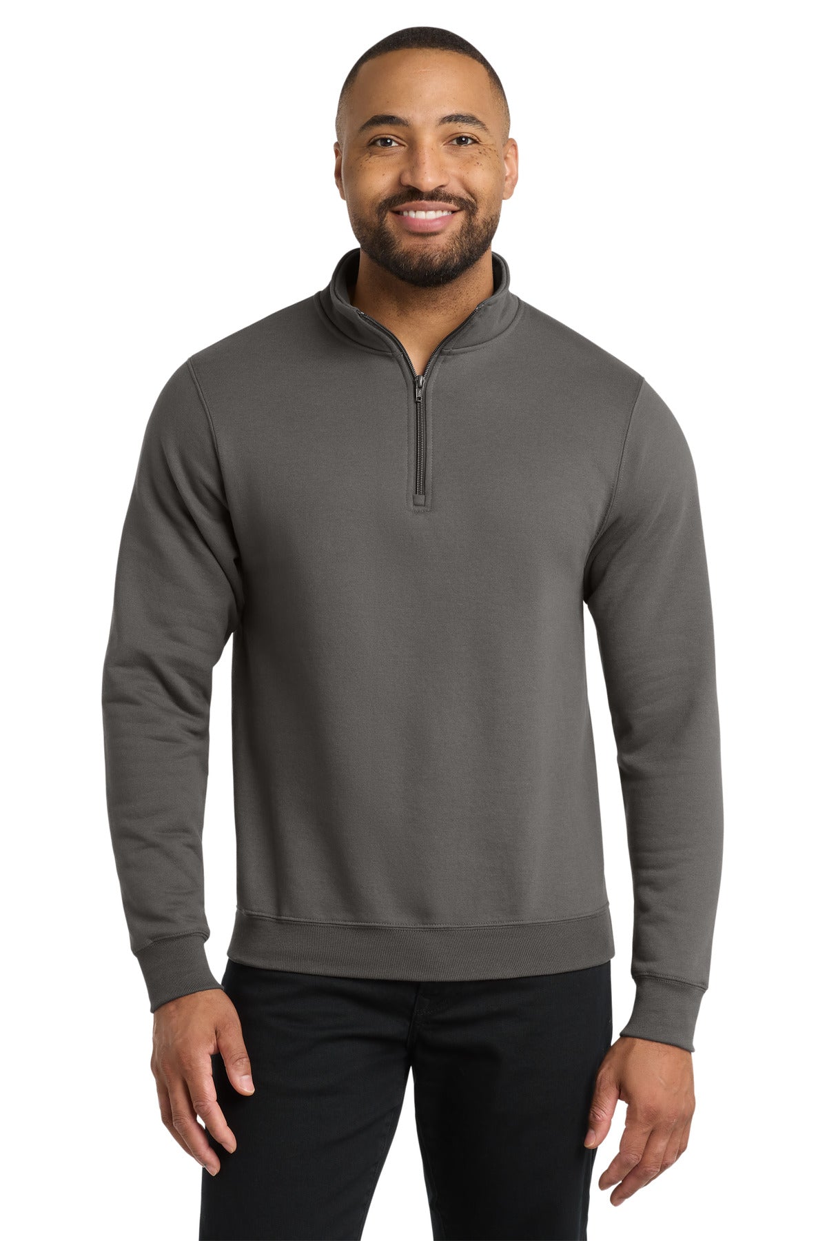 Port & Co Core Fleece 1/4-Zip Pullover Sweatshirt PC78Q in Charcoal