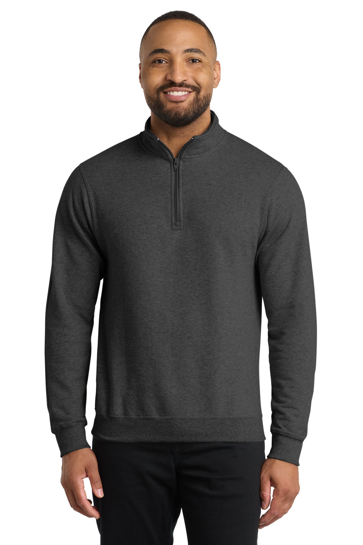 Port & Co Core Fleece 1/4-Zip Pullover Sweatshirt PC78Q in Dark Heather Grey
