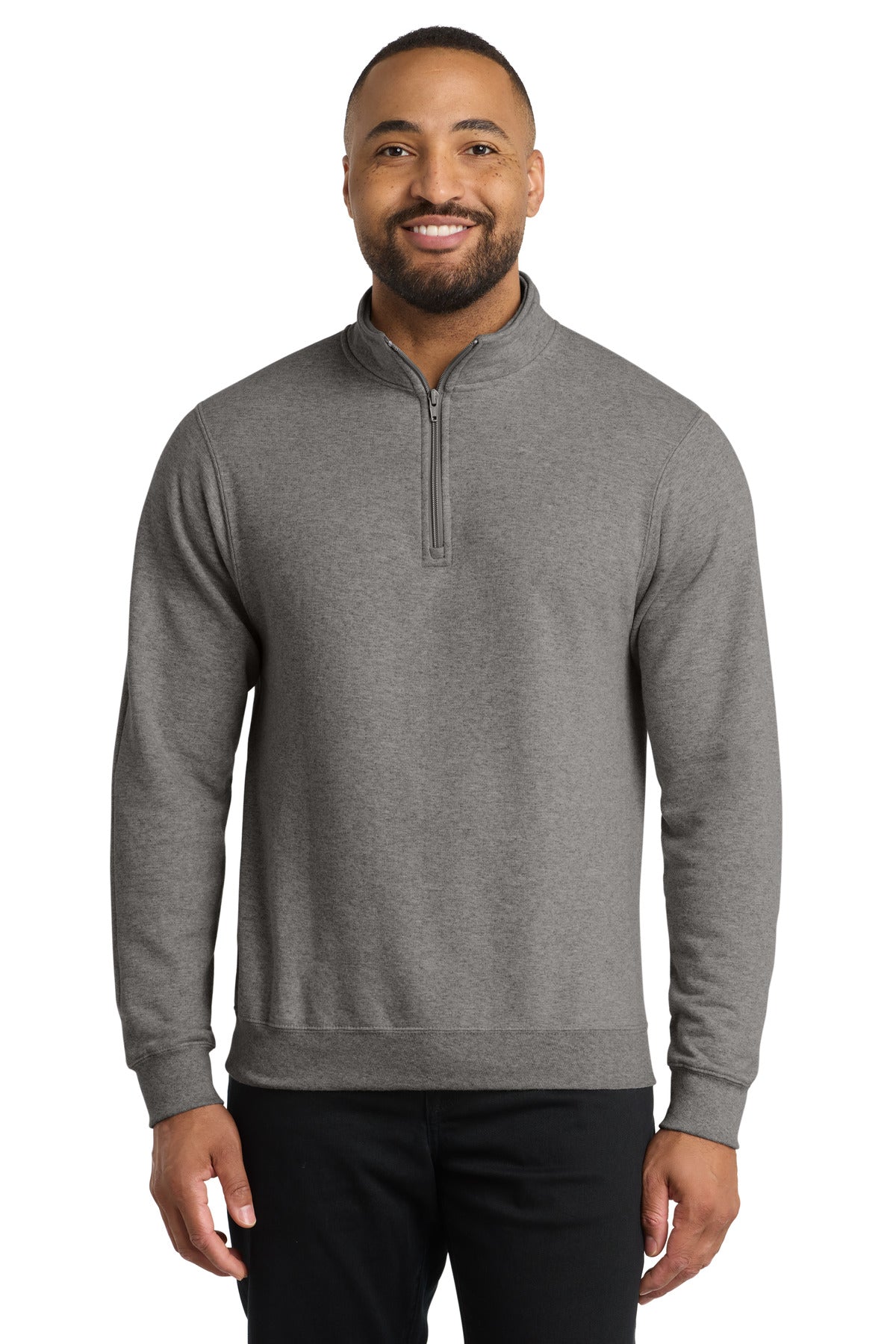 Port & Co Core Fleece 1/4-Zip Pullover Sweatshirt PC78Q in Graphite Heather