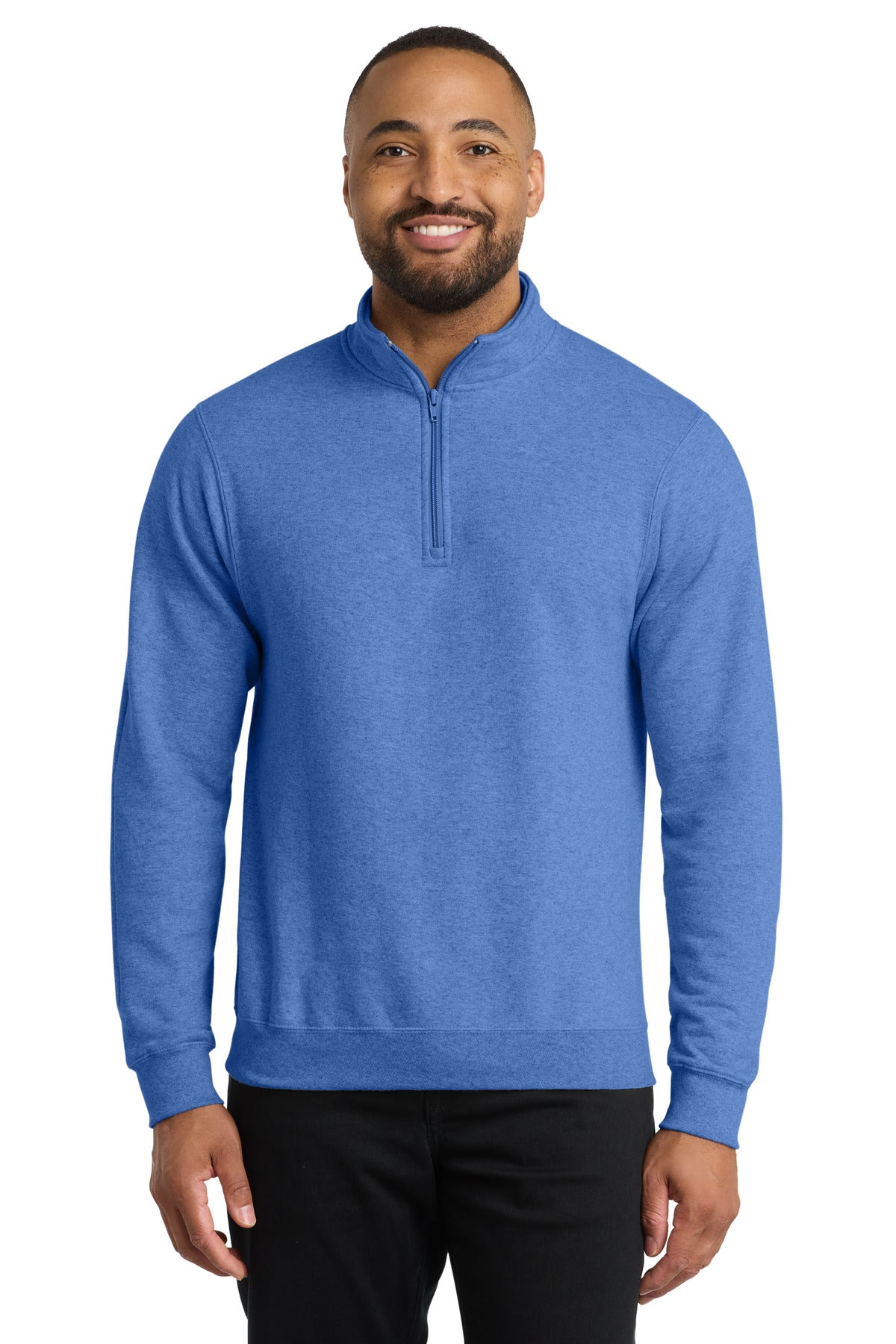 Port & Co Core Fleece 1/4-Zip Pullover Sweatshirt PC78Q in Heather Royal