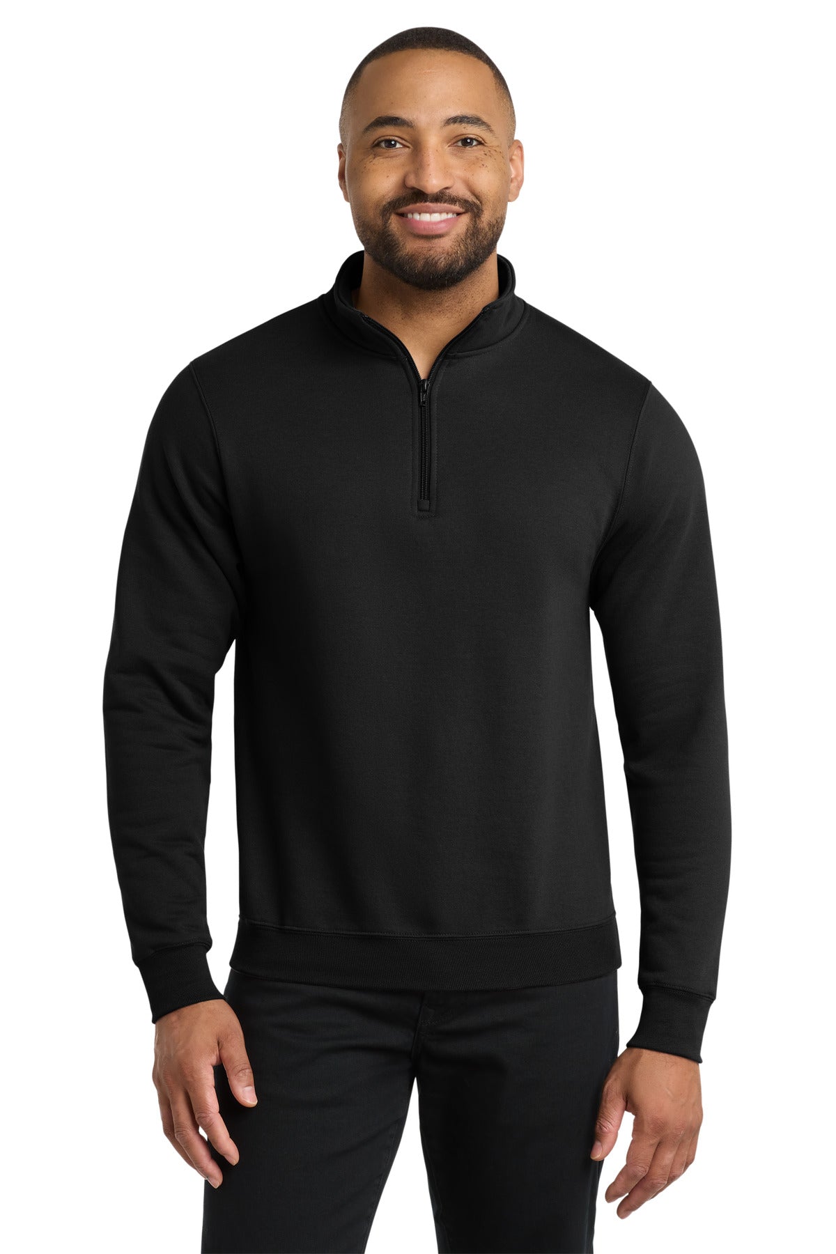 Port & Co Core Fleece 1/4-Zip Pullover Sweatshirt PC78Q in Jet Black