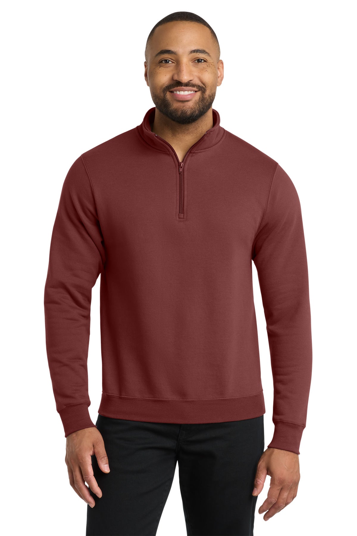 Port & Co Core Fleece 1/4-Zip Pullover Sweatshirt PC78Q in Maroon