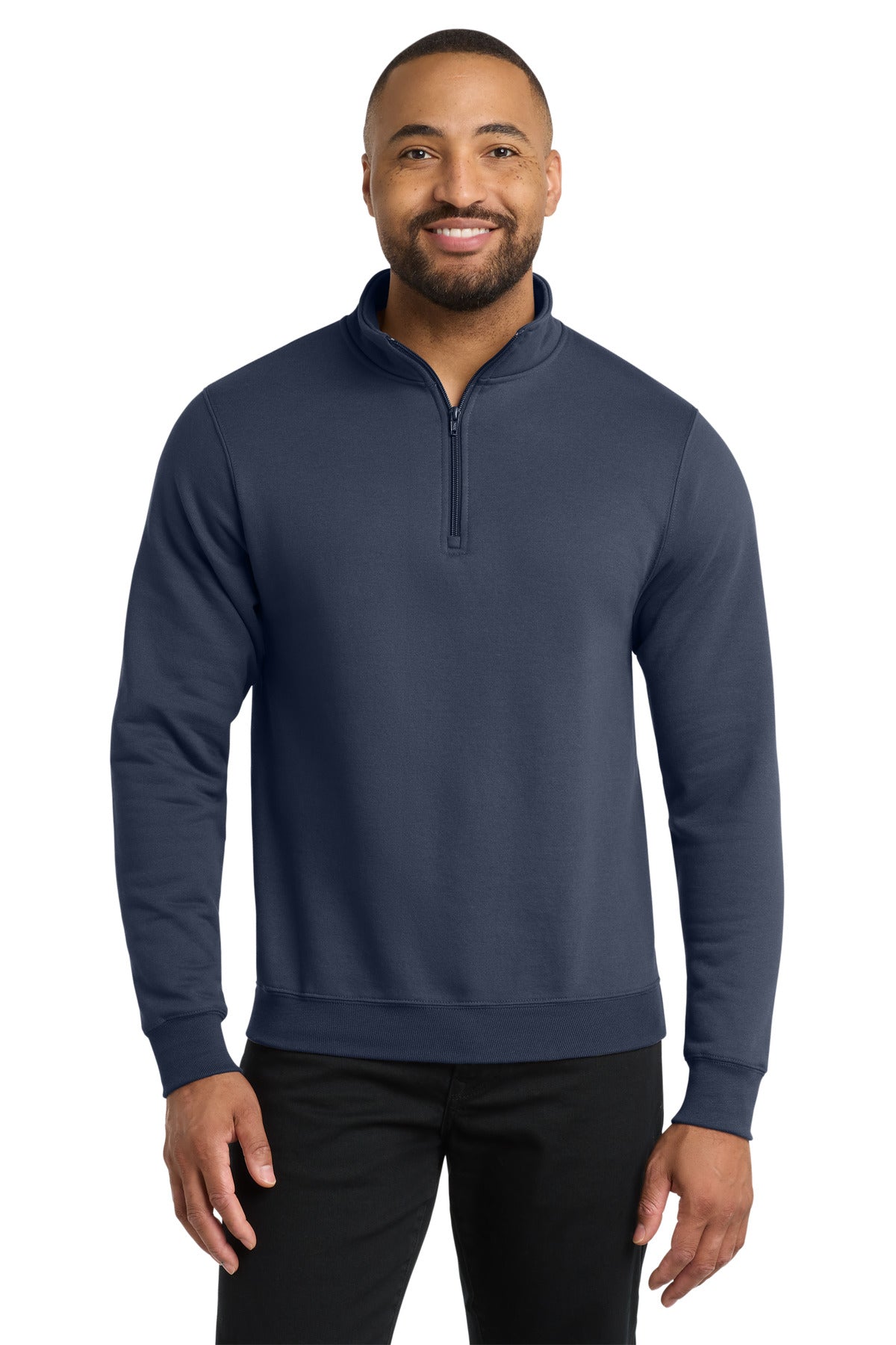 Port & Co Core Fleece 1/4-Zip Pullover Sweatshirt PC78Q in Navy