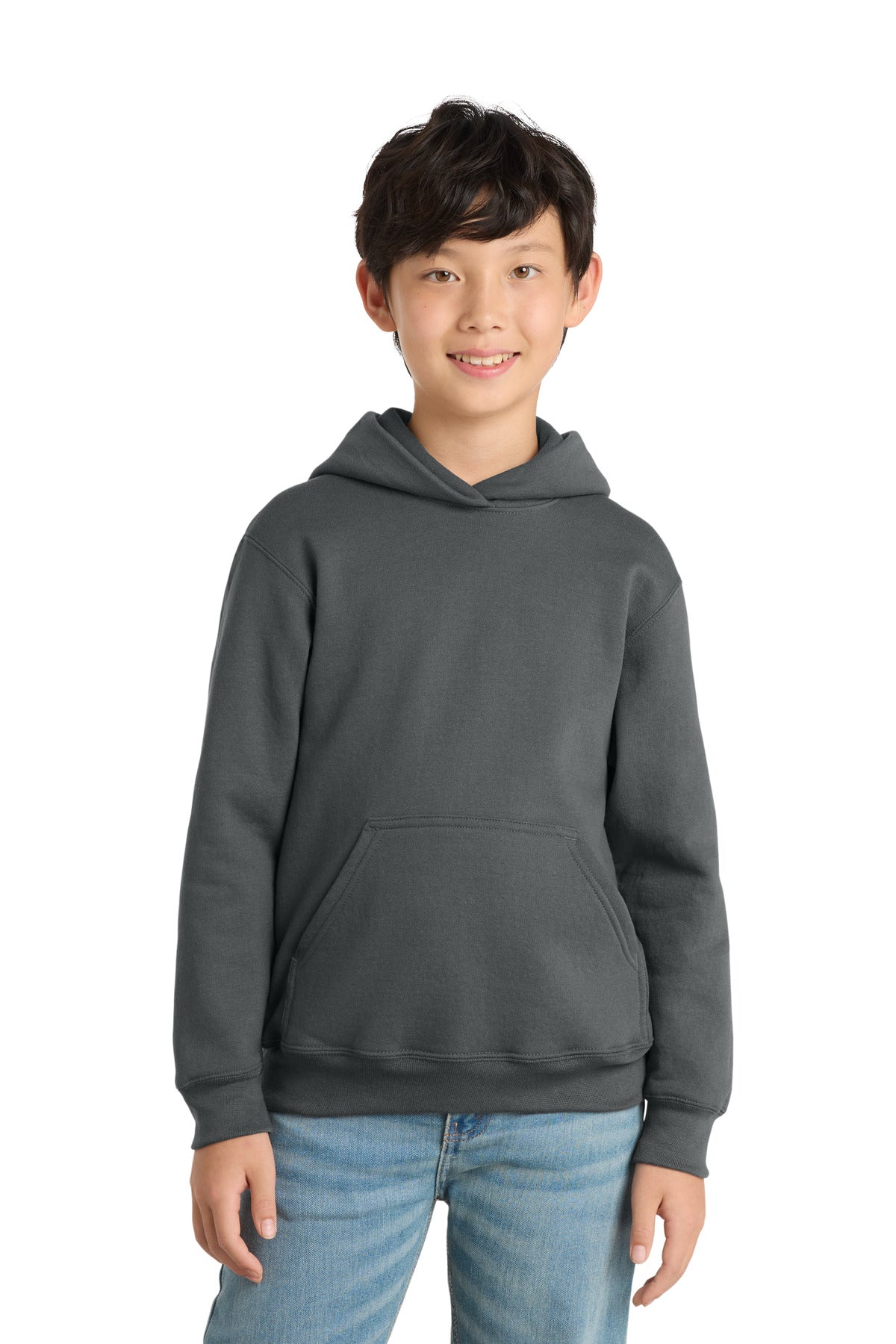 Port & Co Youth Core Fleece Pullover Hooded Sweatshirt PC78YH in Charcoal