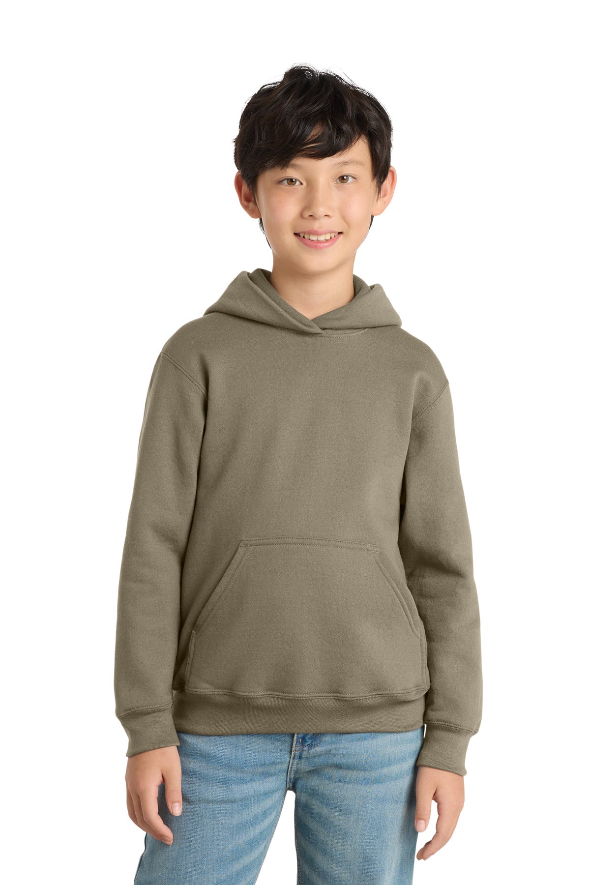 Port & Co Youth Core Fleece Pullover Hooded Sweatshirt PC78YH in Coyote Brown