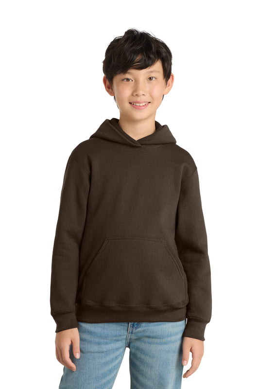 Port & Co Youth Core Fleece Pullover Hooded Sweatshirt PC78YH in Dark Chocolate Brown