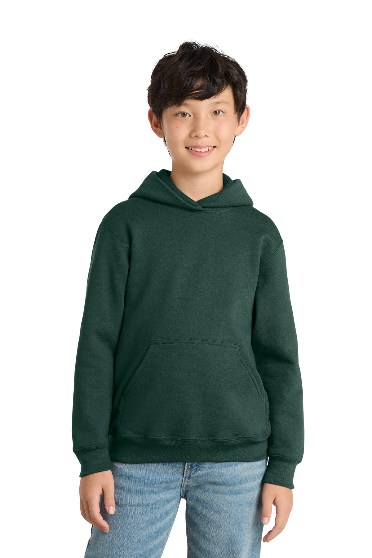 Port & Co Youth Core Fleece Pullover Hooded Sweatshirt PC78YH in Dark Green