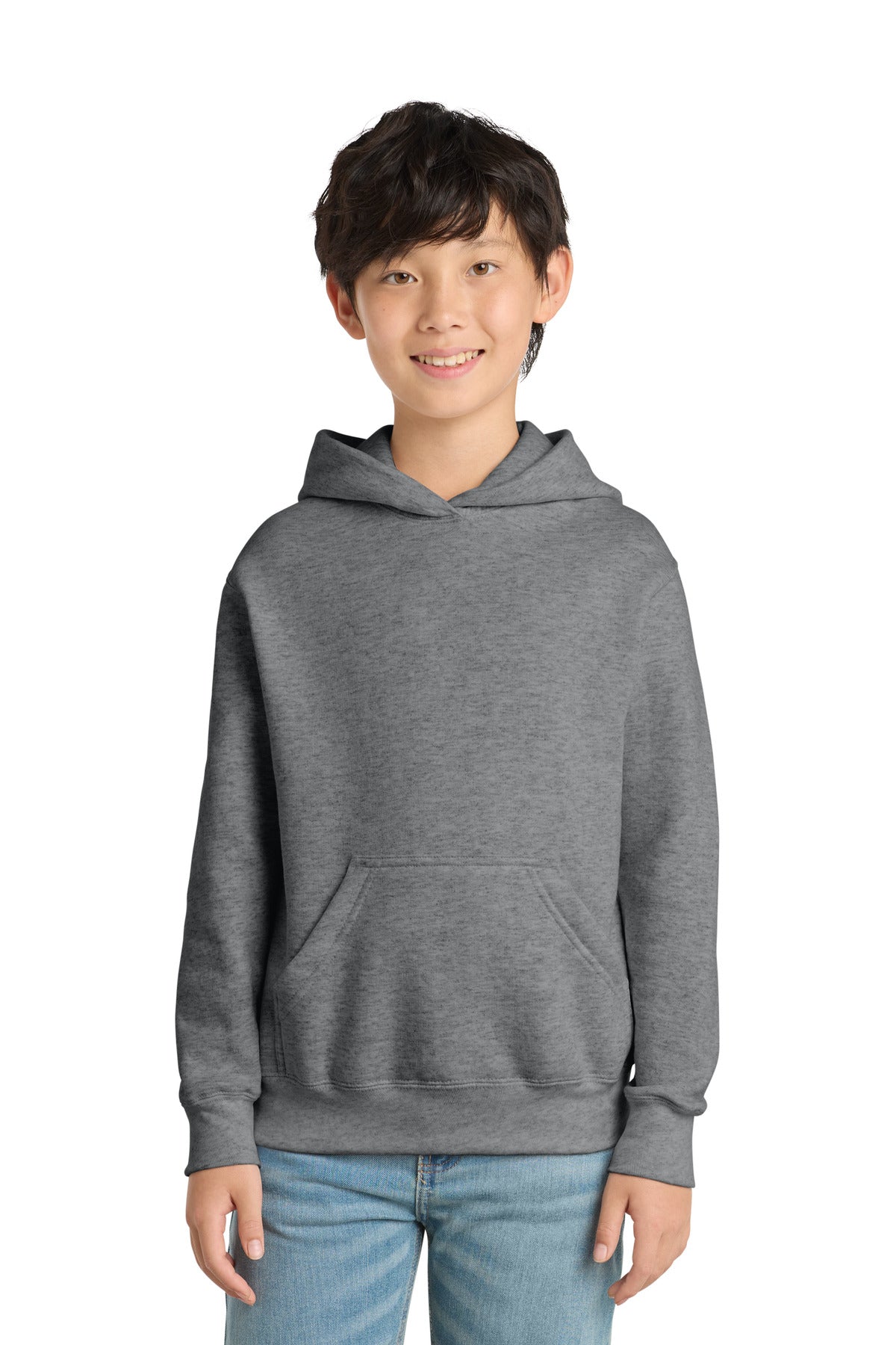 Port & Co Youth Core Fleece Pullover Hooded Sweatshirt PC78YH in Graphite Heather