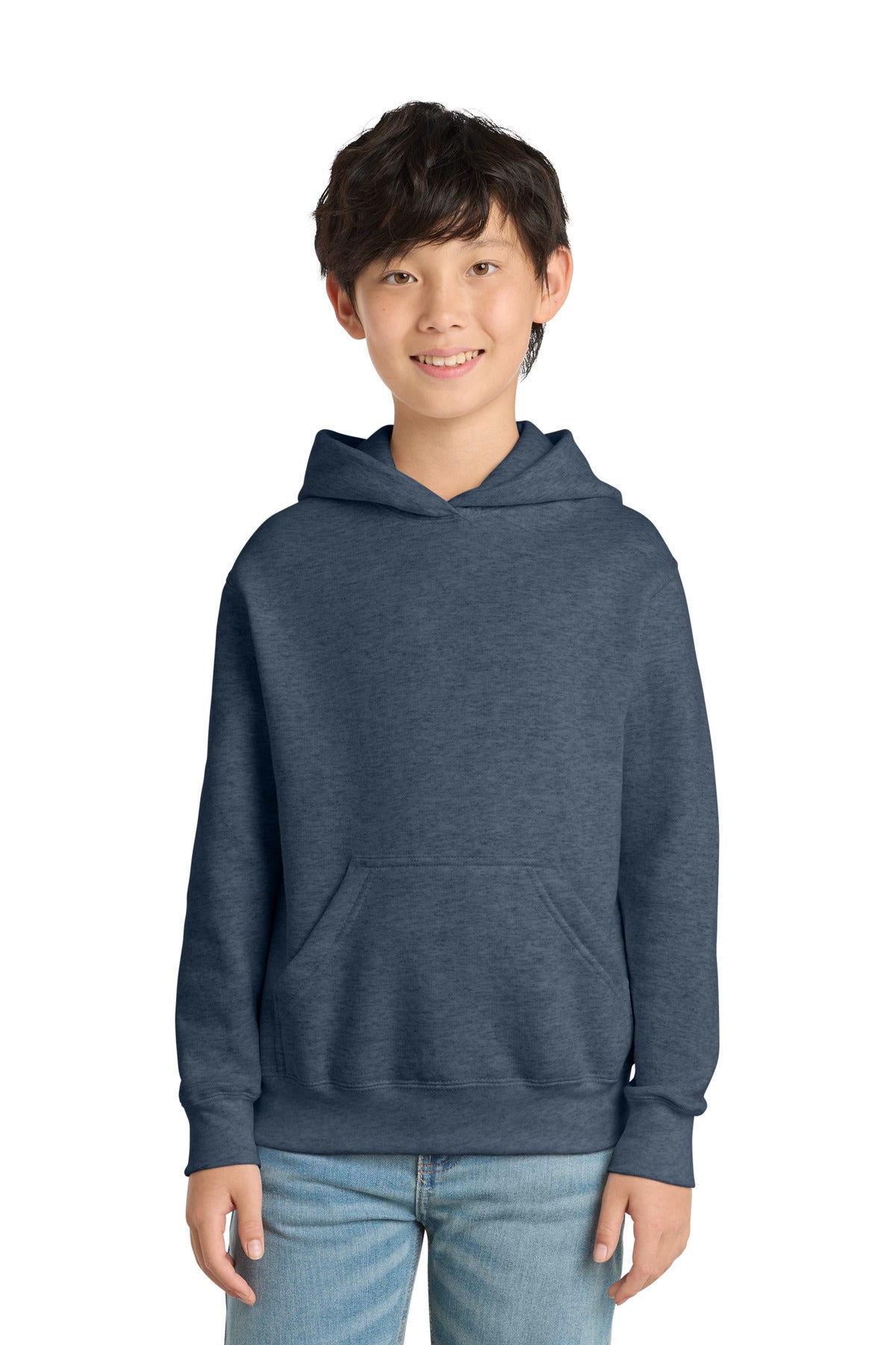 Port & Co Youth Core Fleece Pullover Hooded Sweatshirt PC78YH in Heather Navy