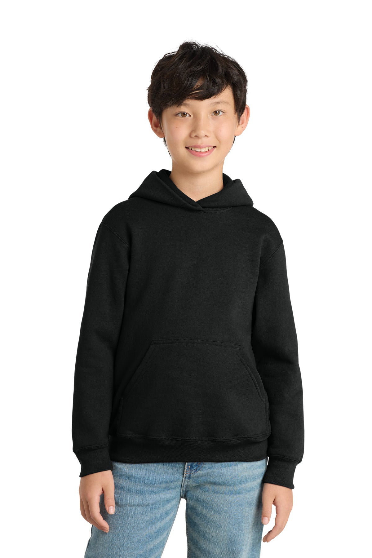 Port & Co Youth Core Fleece Pullover Hooded Sweatshirt PC78YH in Jet Black