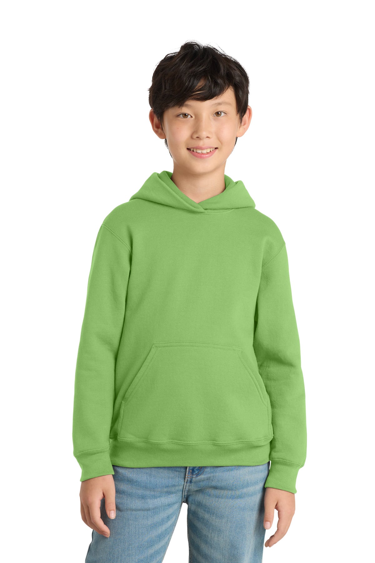 Port & Co Youth Core Fleece Pullover Hooded Sweatshirt PC78YH in Lime