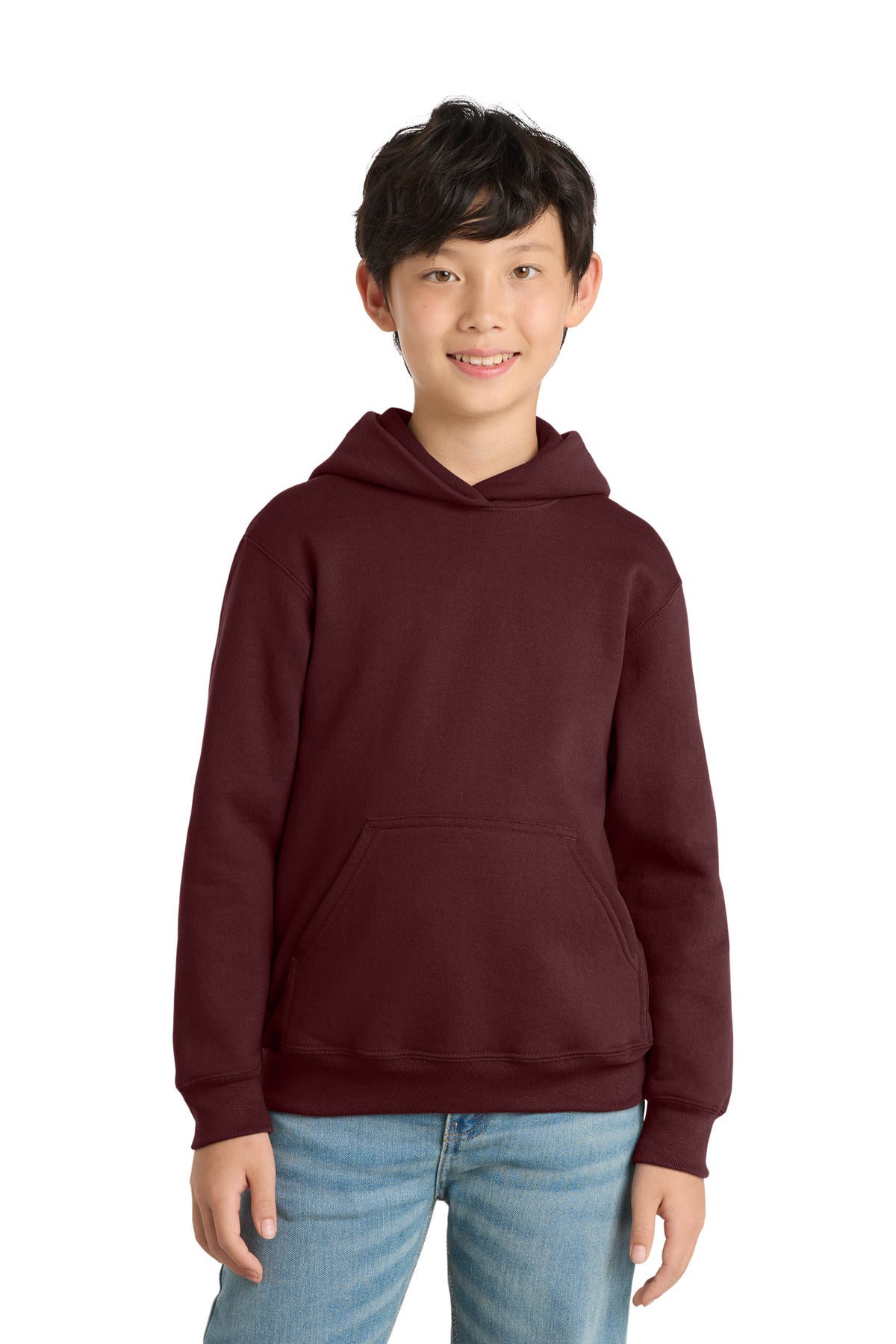 Port & Co Youth Core Fleece Pullover Hooded Sweatshirt PC78YH in Maroon