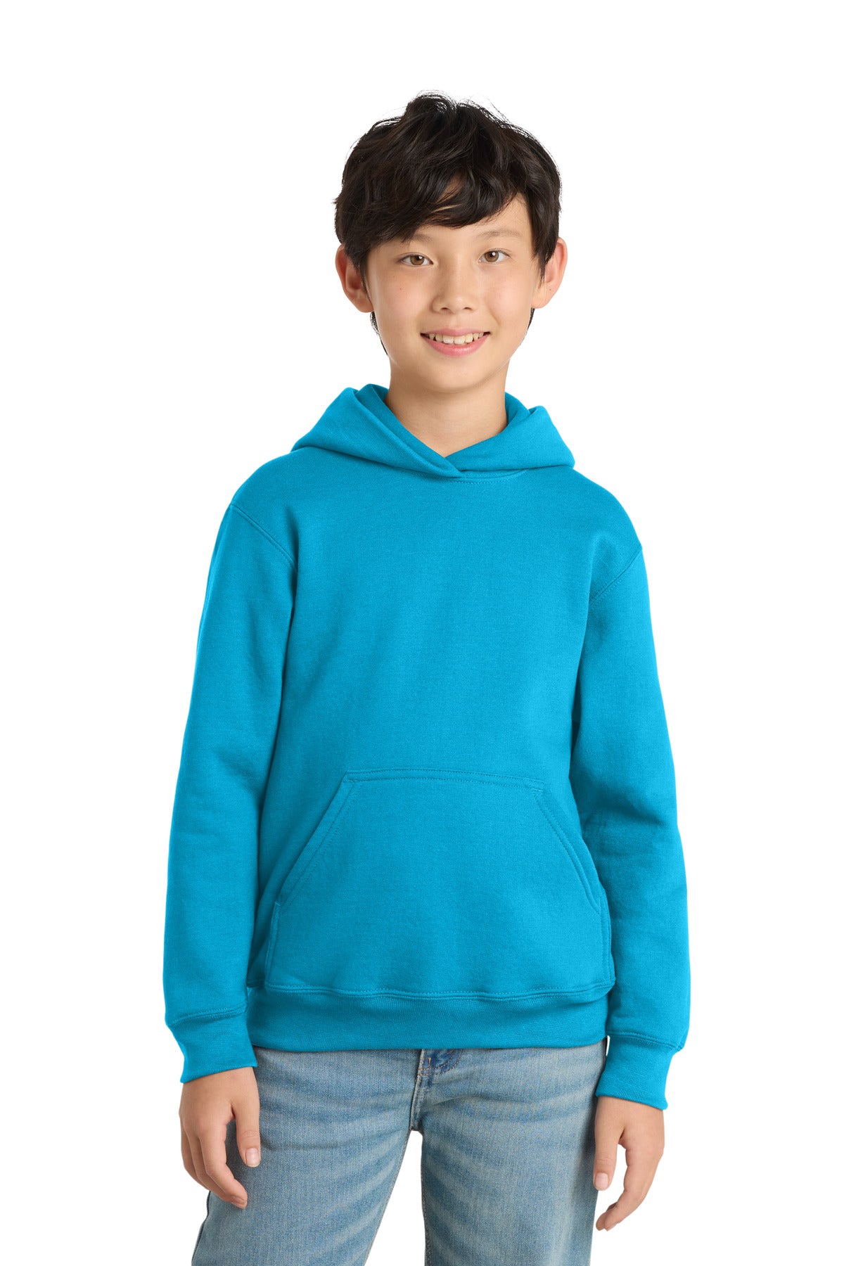 Port & Co Youth Core Fleece Pullover Hooded Sweatshirt PC78YH in Neon Blue