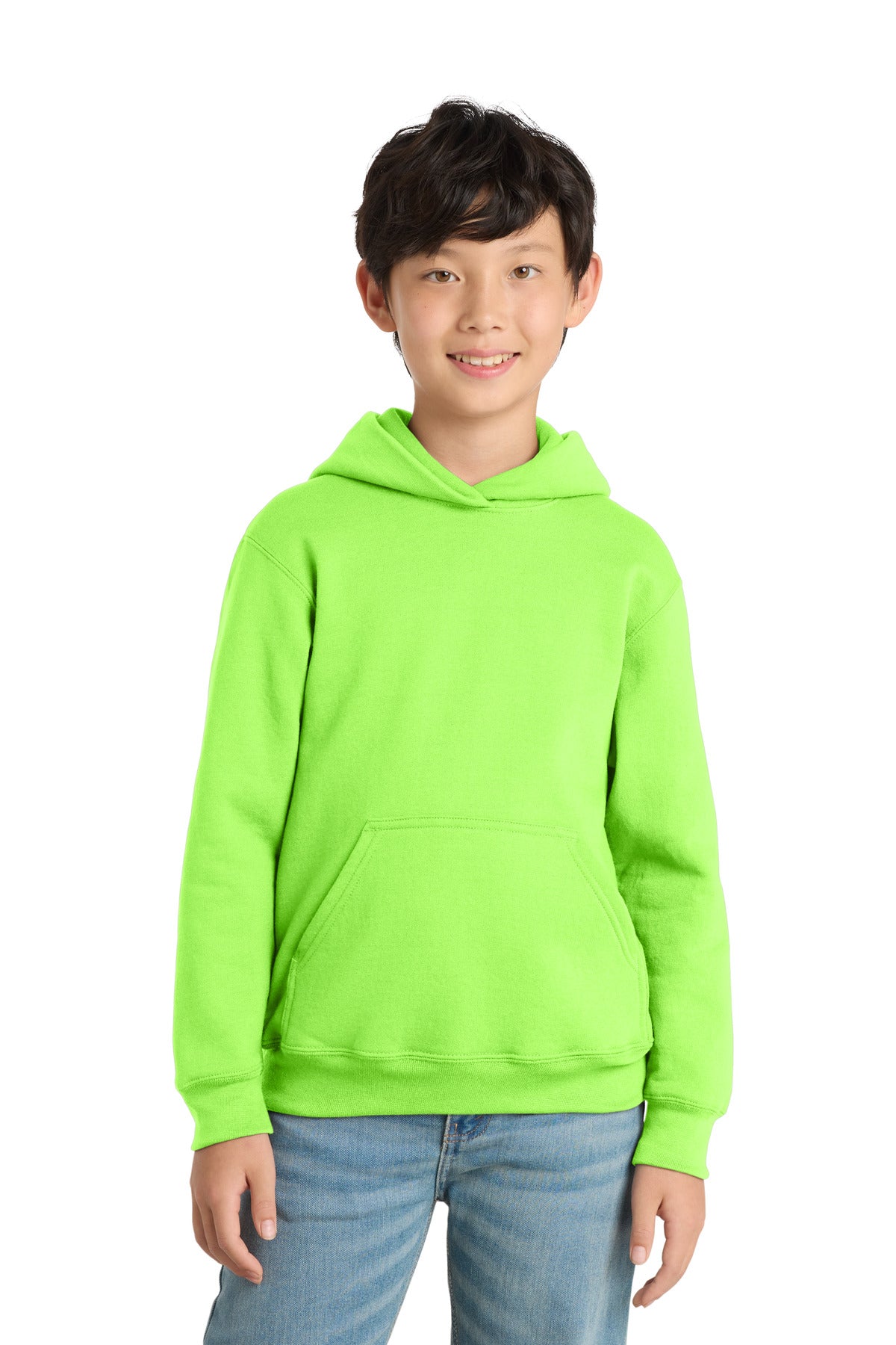 Port & Co Youth Core Fleece Pullover Hooded Sweatshirt PC78YH in Neon Green