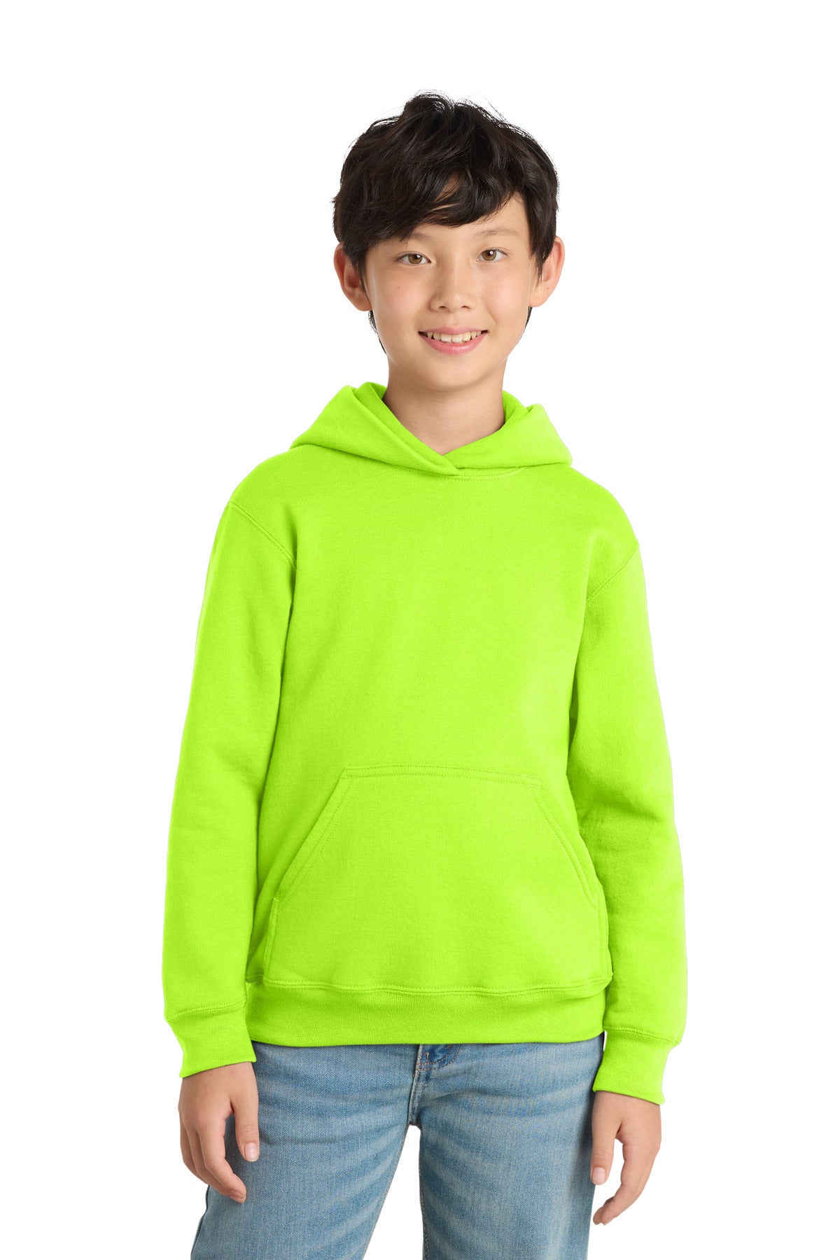 Port & Co Youth Core Fleece Pullover Hooded Sweatshirt PC78YH in Neon Yellow