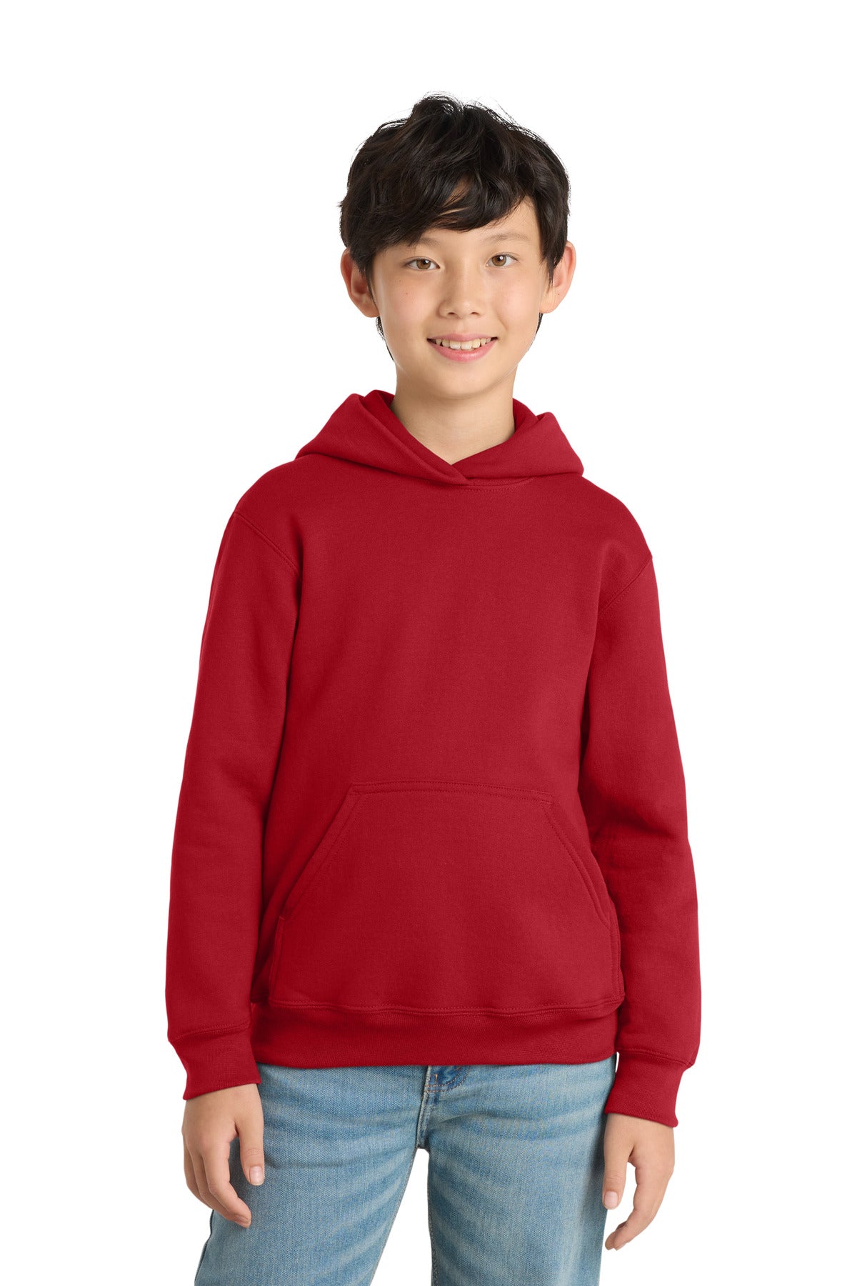 Port & Co Youth Core Fleece Pullover Hooded Sweatshirt PC78YH in Red