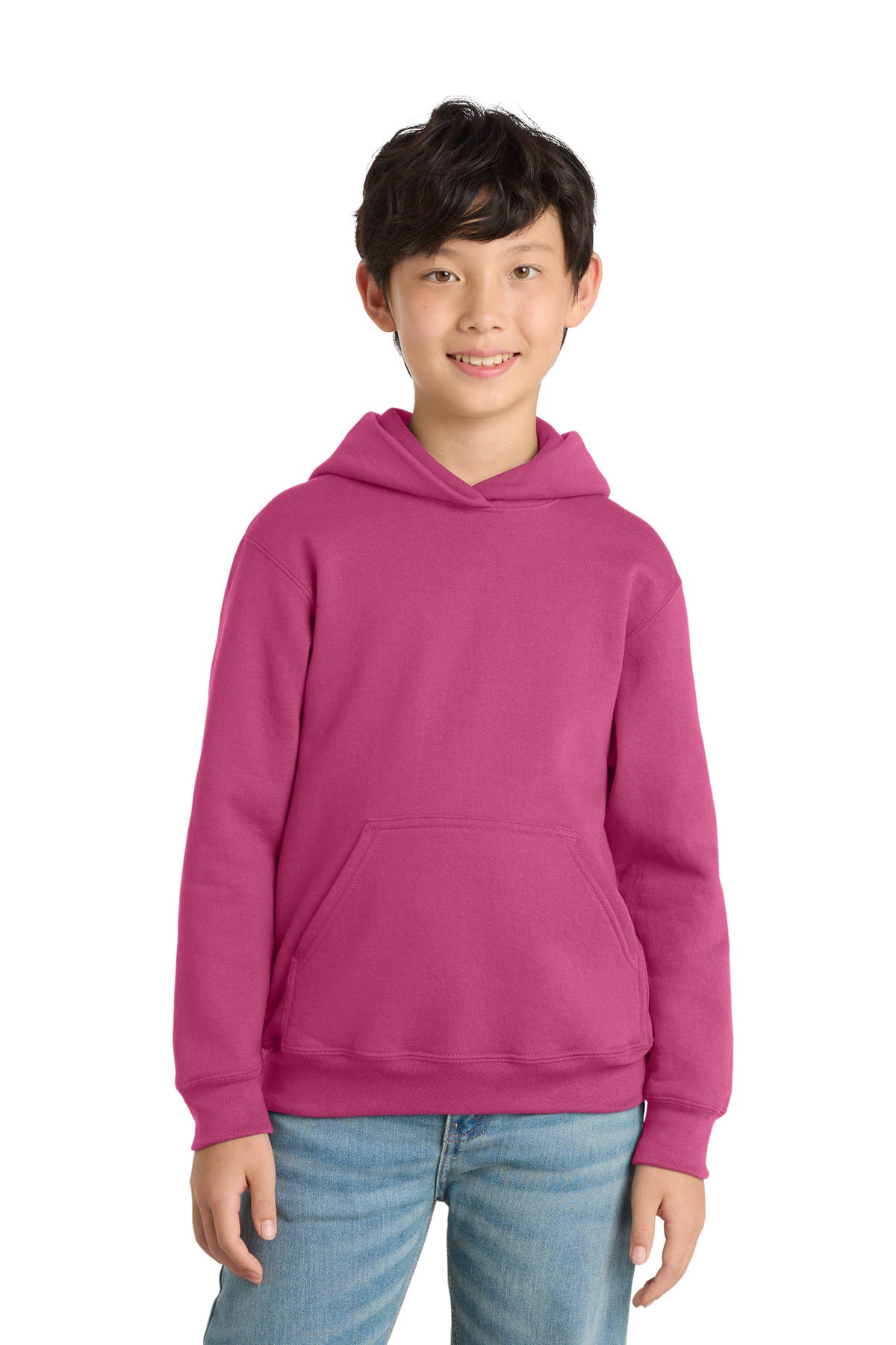 Port & Co Youth Core Fleece Pullover Hooded Sweatshirt PC78YH in Sangria