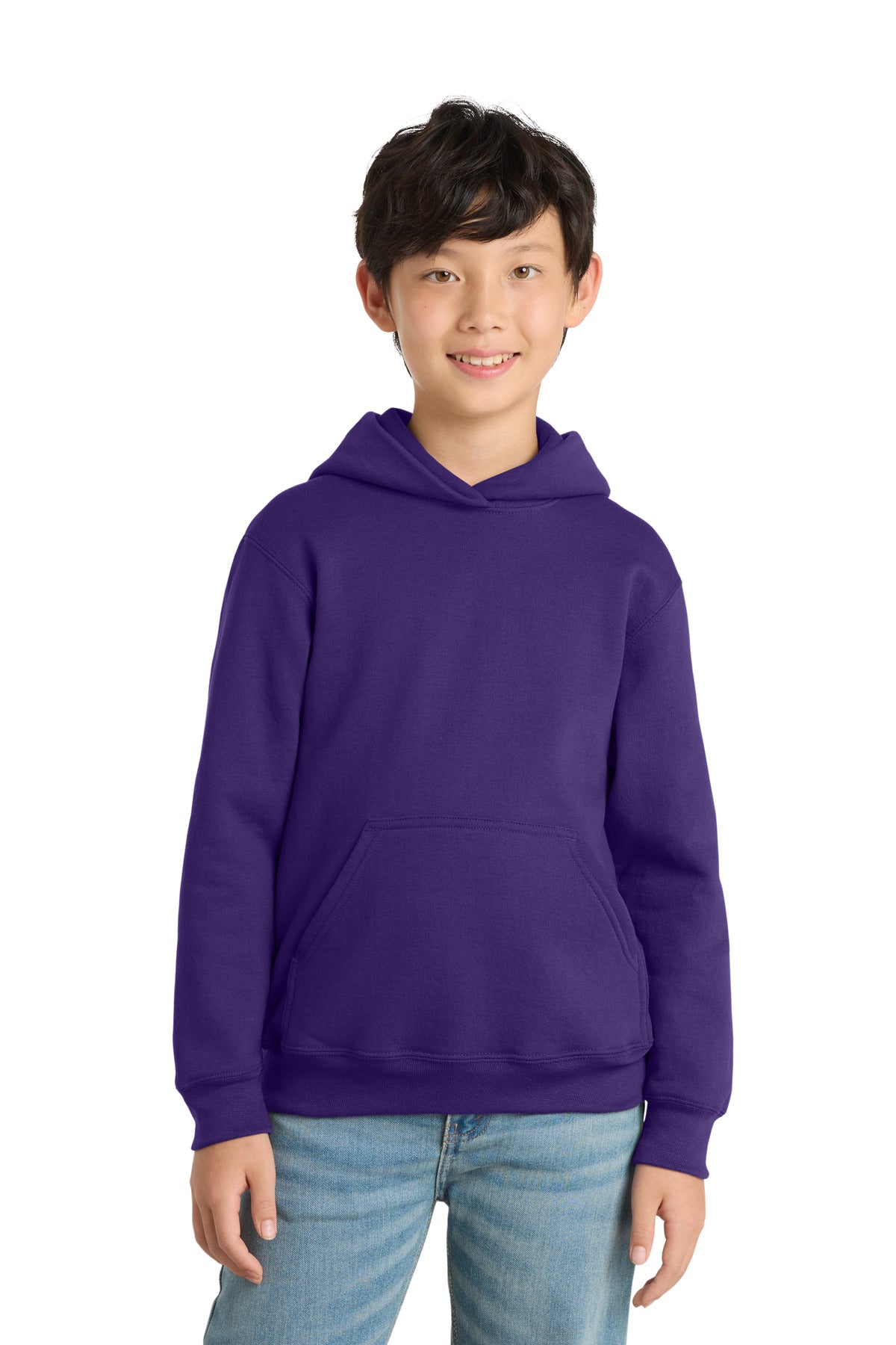 Port & Co Youth Core Fleece Pullover Hooded Sweatshirt PC78YH in Team Purple