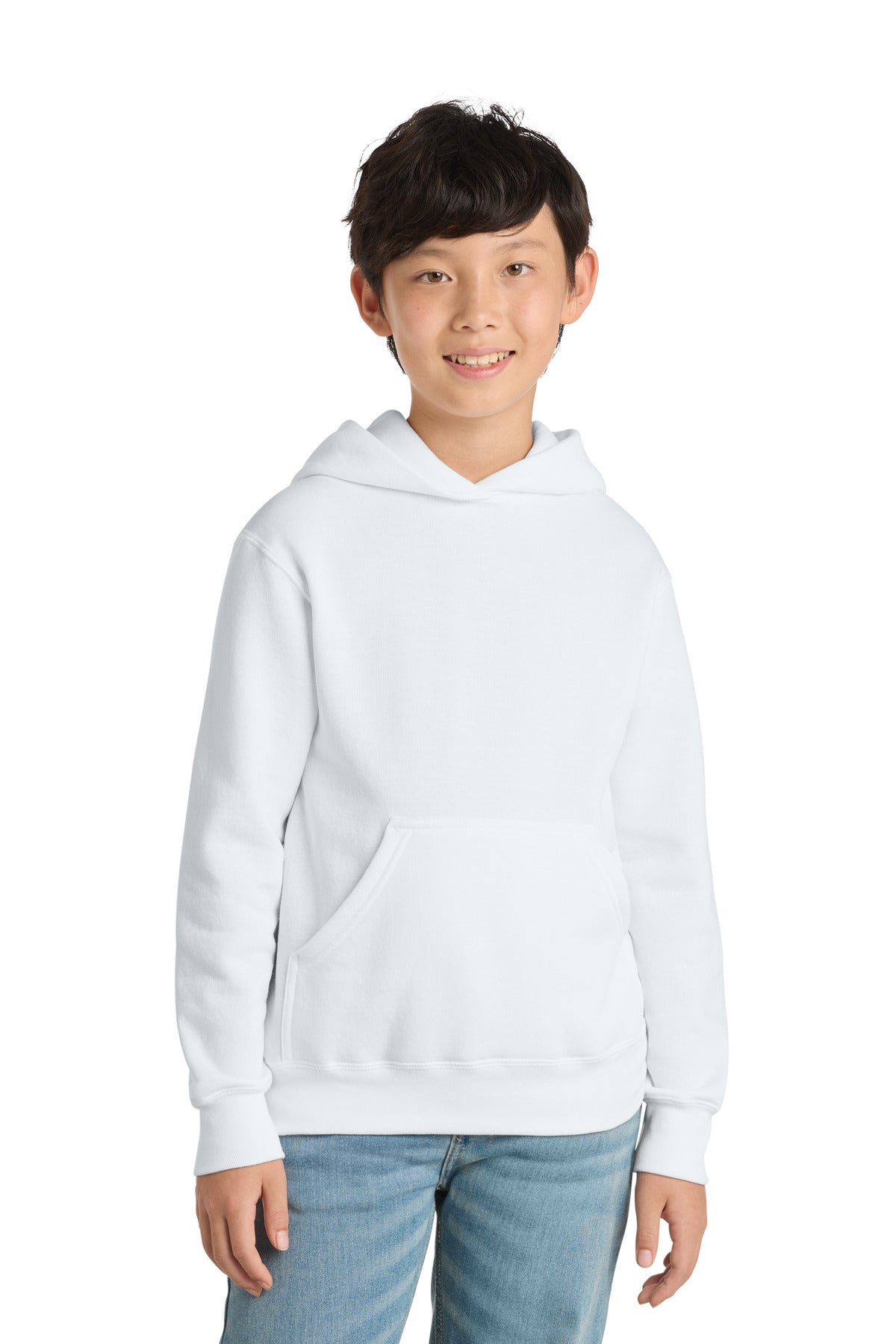 Port & Co Youth Core Fleece Pullover Hooded Sweatshirt PC78YH in White