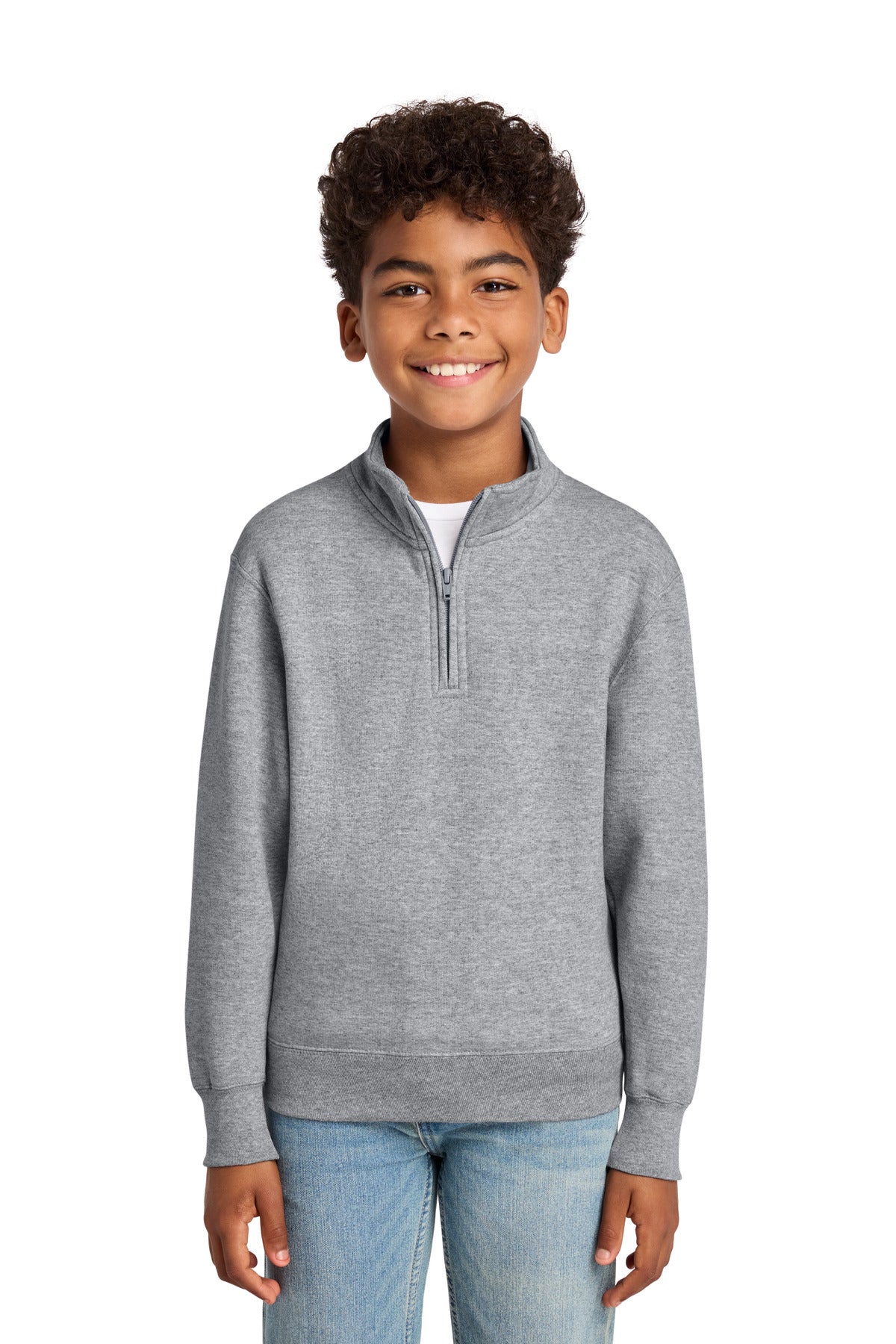 Port & Co Youth Core Fleece 1/4-Zip Pullover Sweatshirt PC78YQ in Athletic Heather