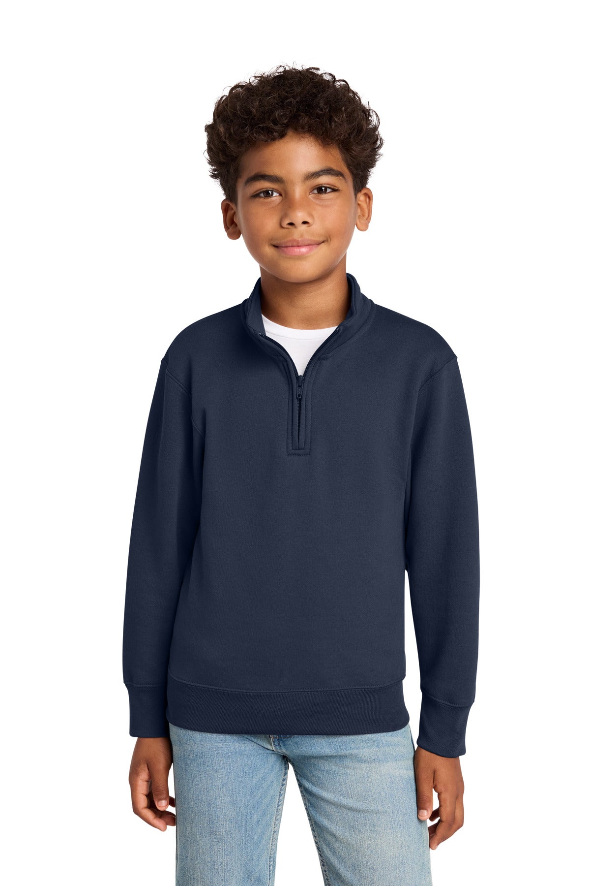 Port & Co Youth Core Fleece 1/4-Zip Pullover Sweatshirt PC78YQ in Navy