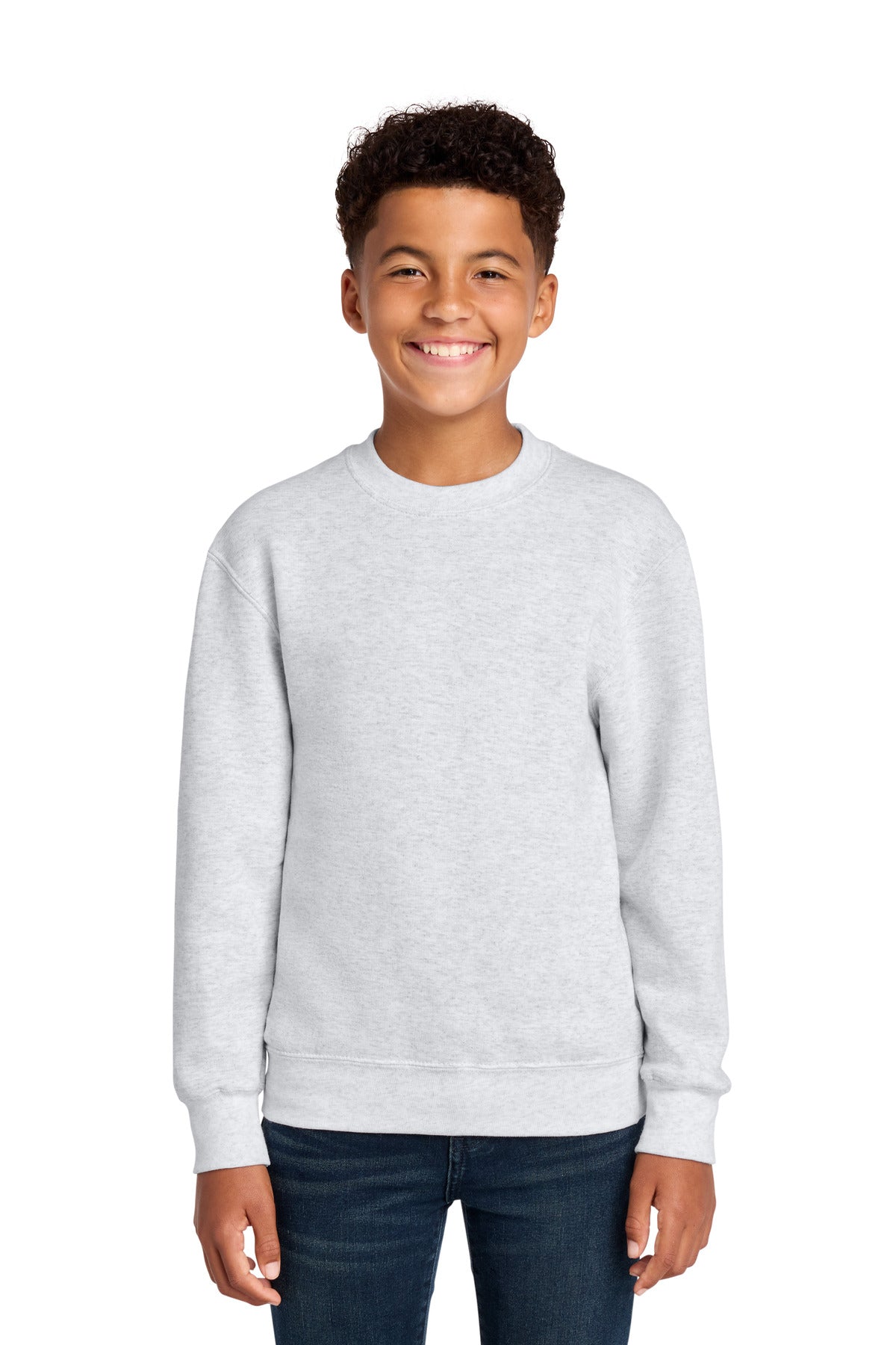 Port & Co Youth Core Fleece Crewneck Sweatshirt PC78Y in Ash