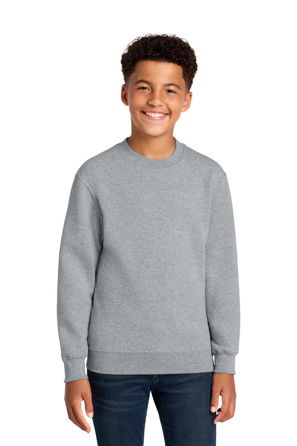 Port & Co Youth Core Fleece Crewneck Sweatshirt PC78Y in Athletic Heather