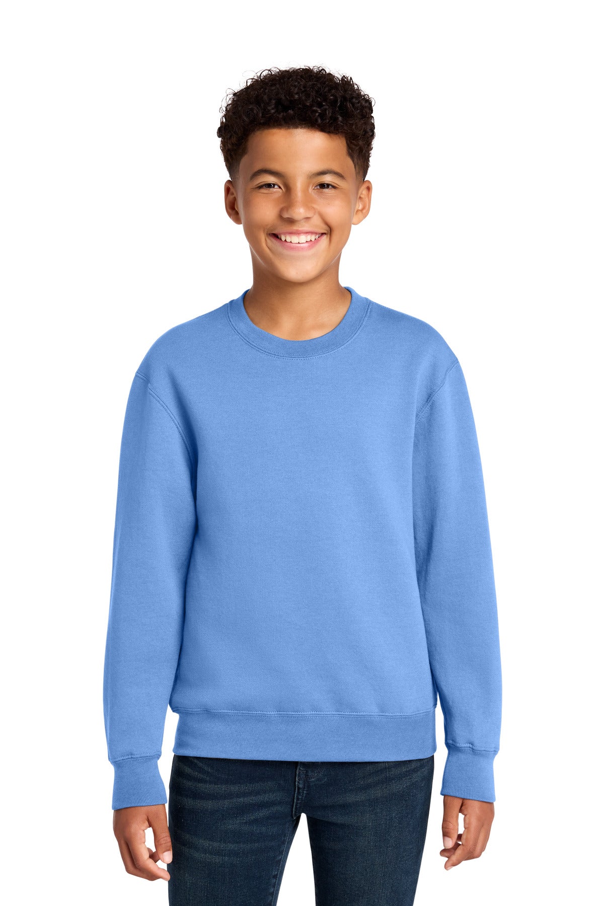 Port & Co Youth Core Fleece Crewneck Sweatshirt PC78Y in Carolina Blue