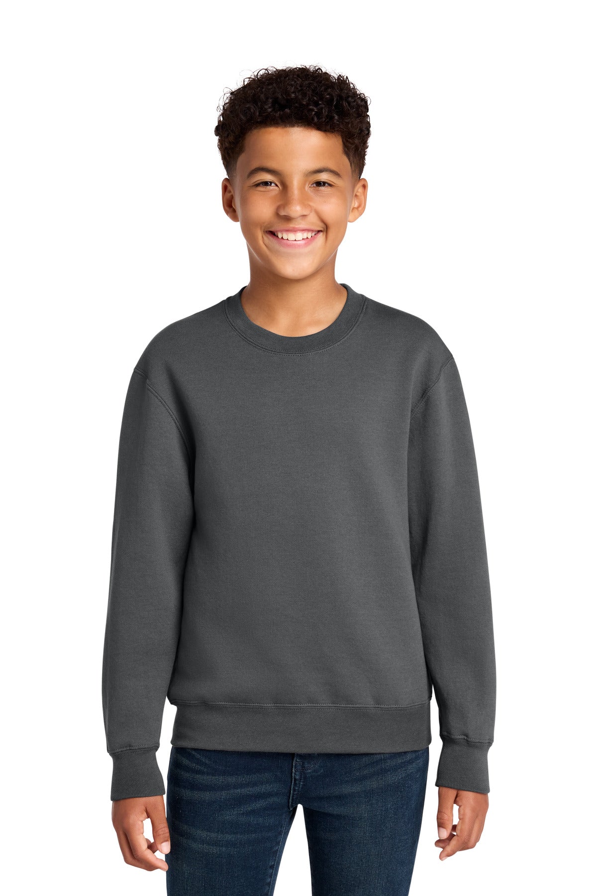 Port & Co Youth Core Fleece Crewneck Sweatshirt PC78Y in Charcoal
