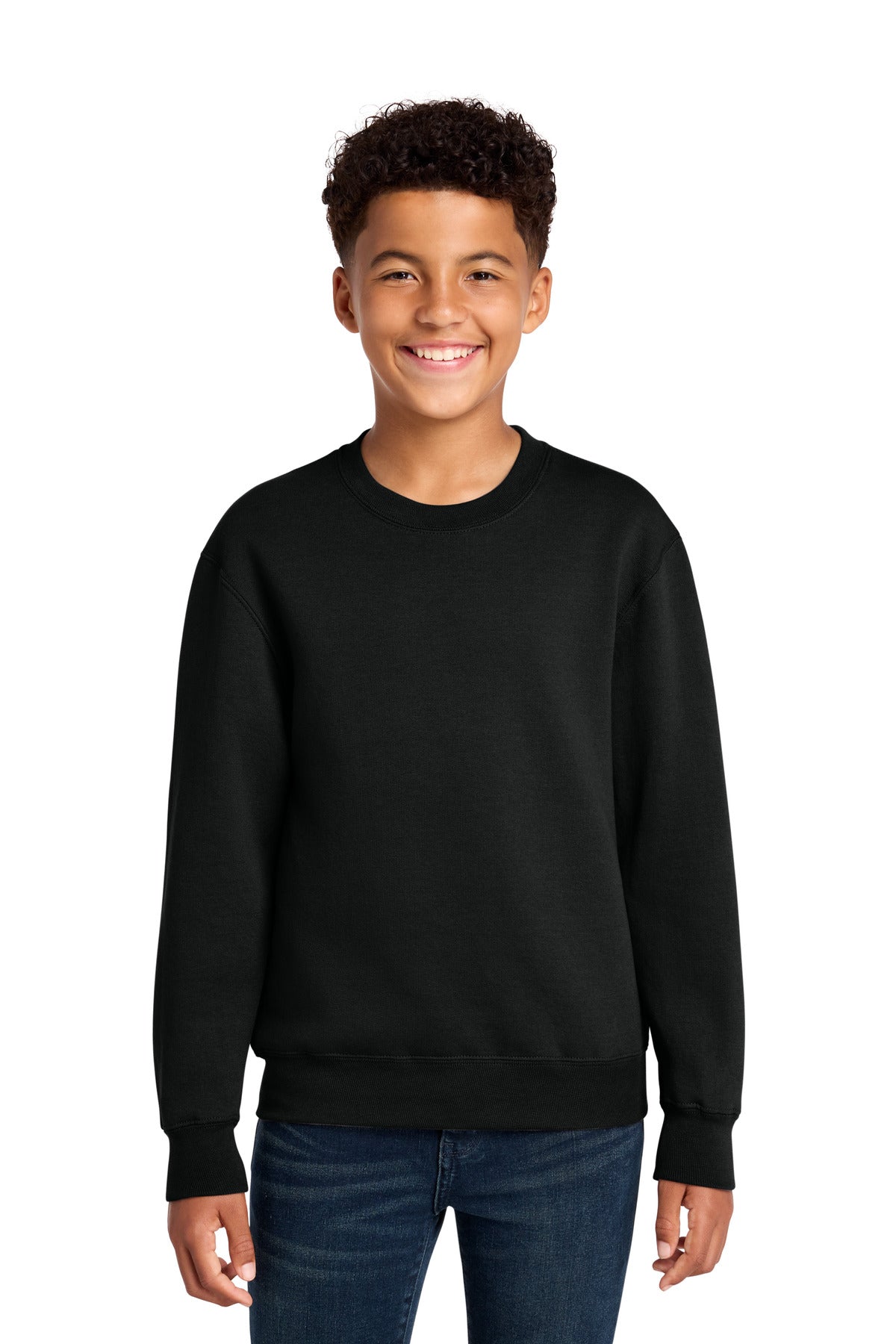 Port & Co Youth Core Fleece Crewneck Sweatshirt PC78Y in Jet Black