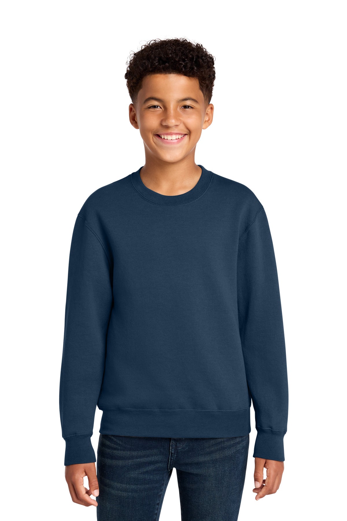 Port & Co Youth Core Fleece Crewneck Sweatshirt PC78Y in Navy