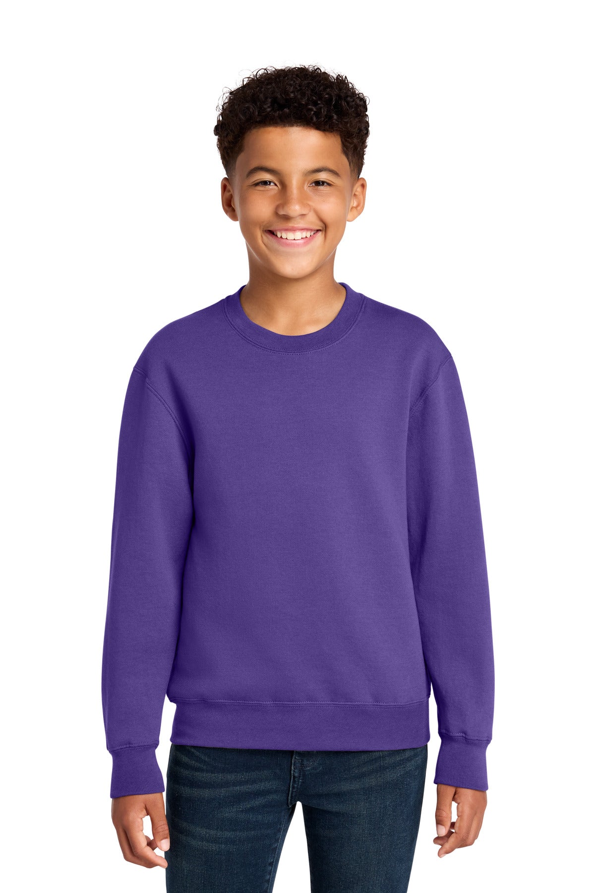 Port & Co Youth Core Fleece Crewneck Sweatshirt PC78Y in Purple