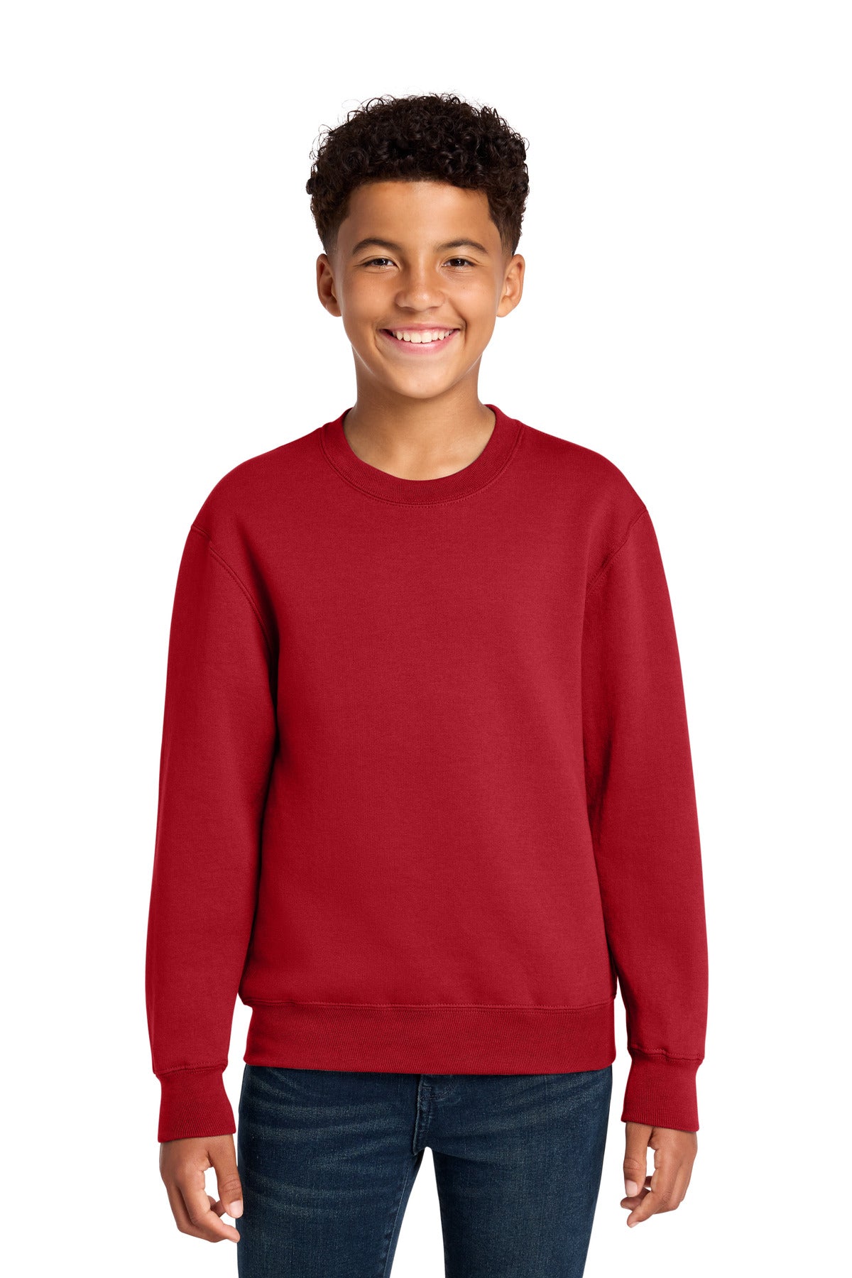 Port & Co Youth Core Fleece Crewneck Sweatshirt PC78Y in Red