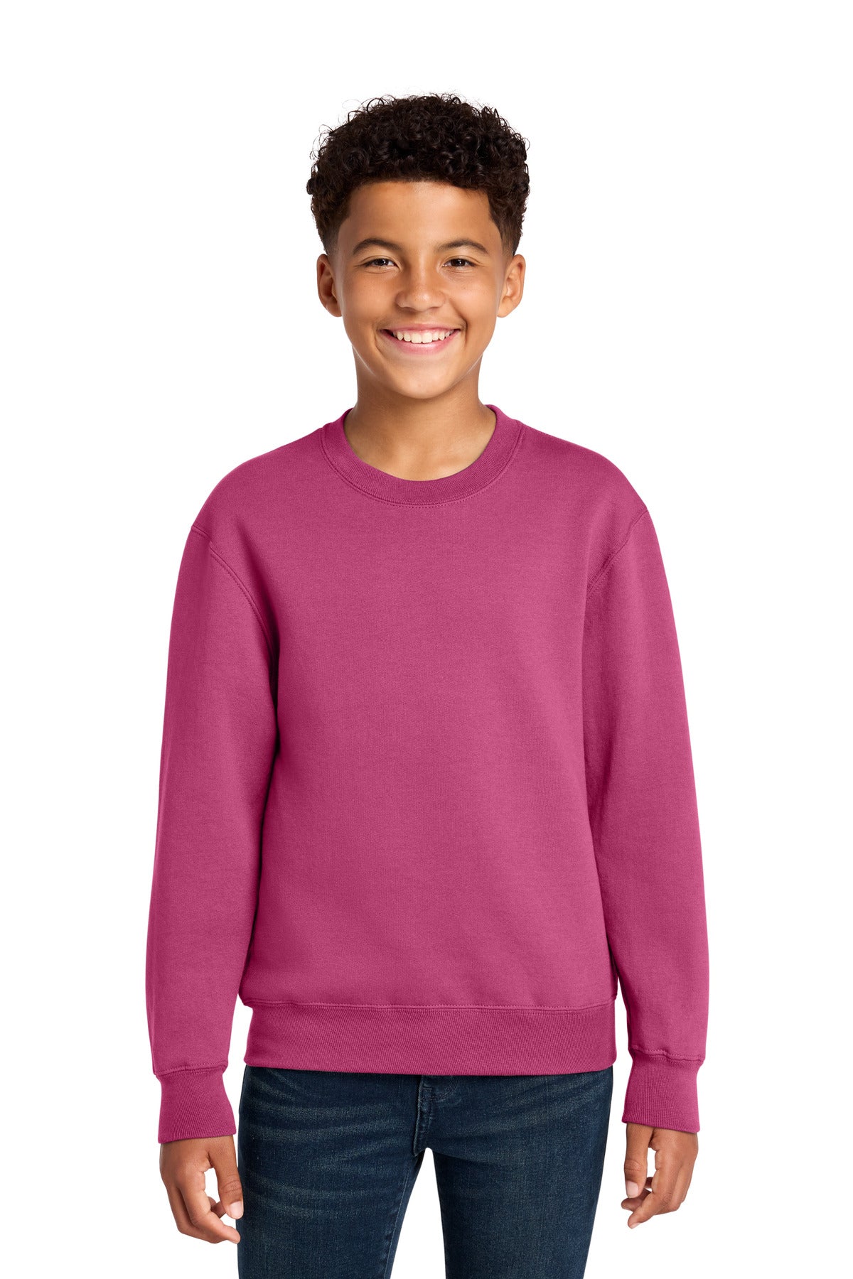 Port & Co Youth Core Fleece Crewneck Sweatshirt PC78Y in Sangria