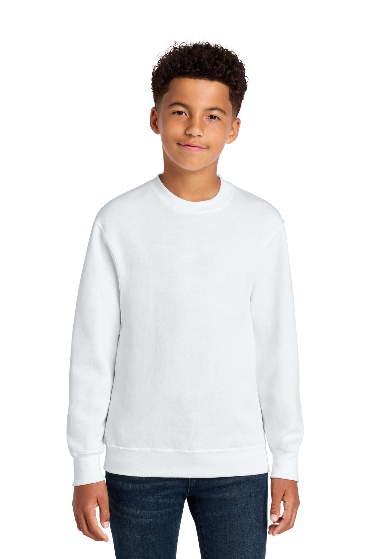 Port & Co Youth Core Fleece Crewneck Sweatshirt PC78Y in White