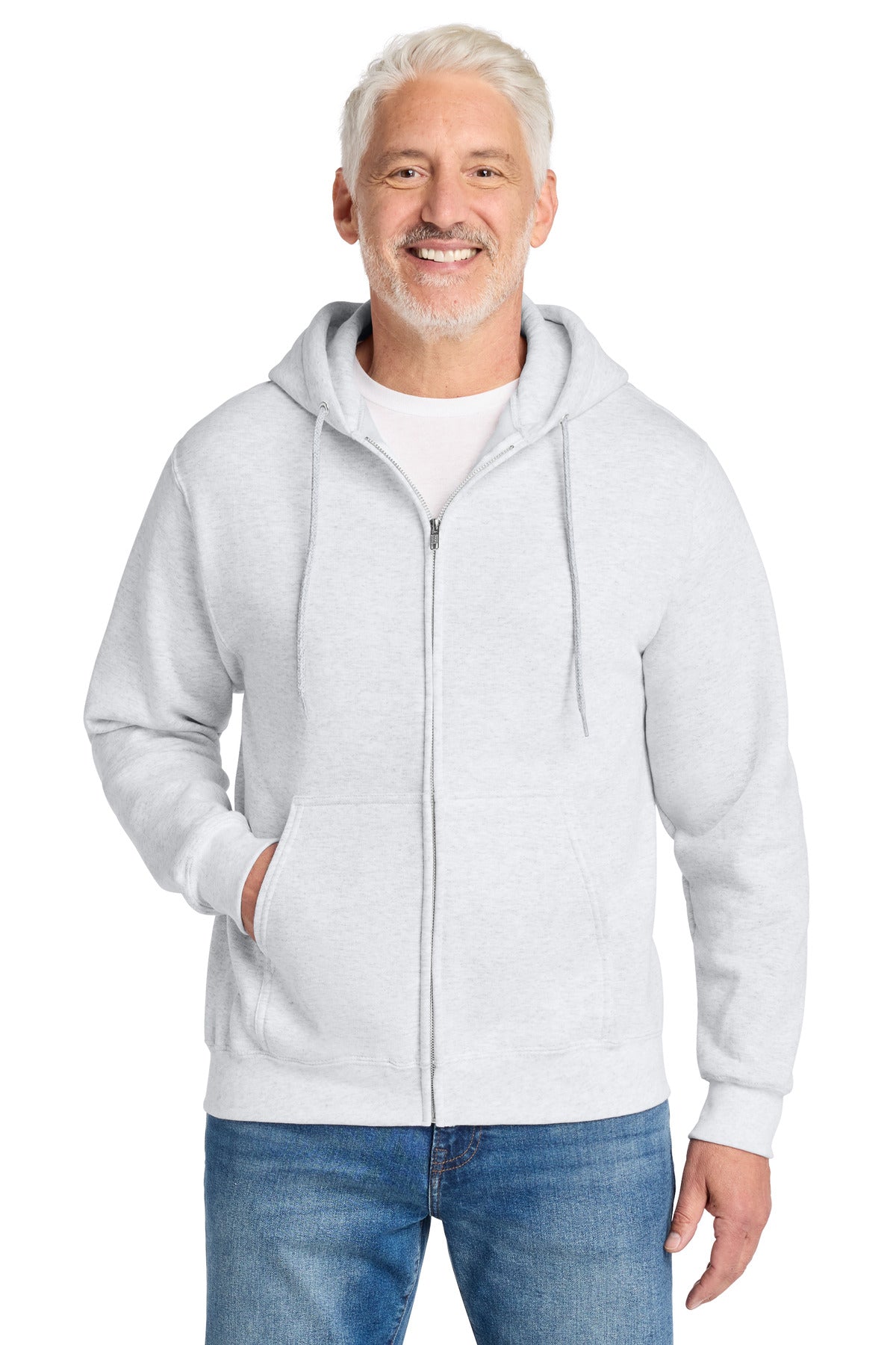 Port & Co Core Fleece Full-Zip Hooded Sweatshirt. PC78ZH in Ash