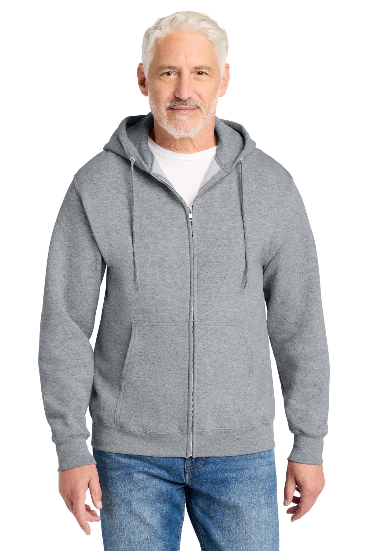 Port & Co Core Fleece Full-Zip Hooded Sweatshirt. PC78ZH in Athletic Heather