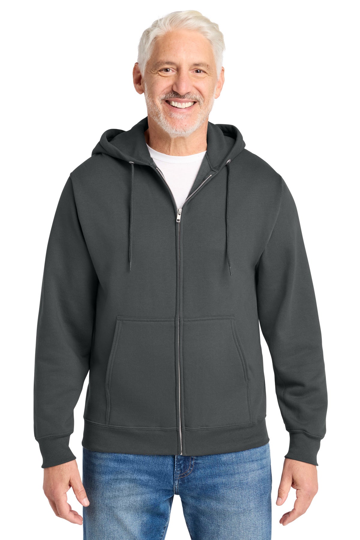 Port & Co Core Fleece Full-Zip Hooded Sweatshirt. PC78ZH in Charcoal