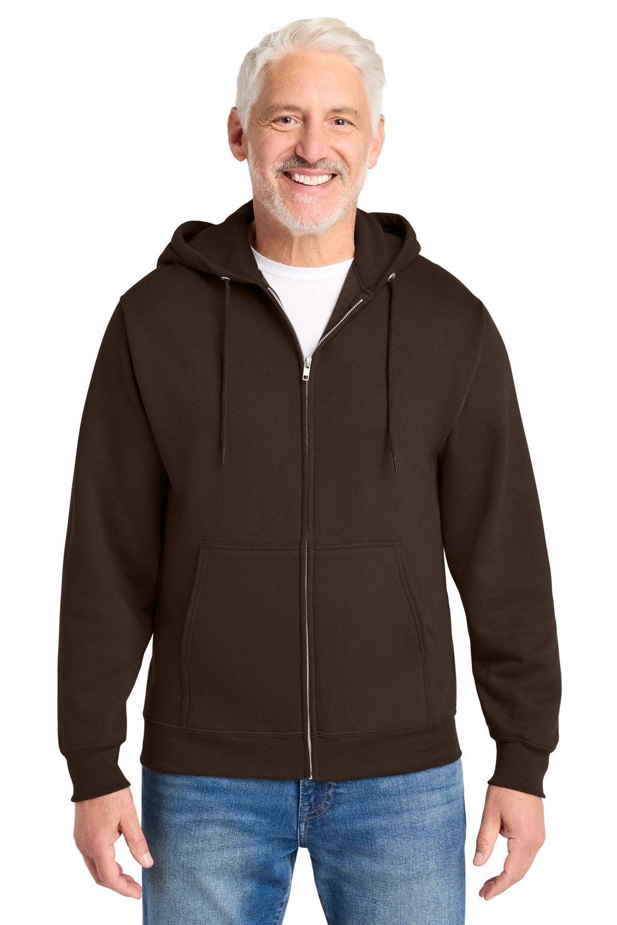 Port & Co Core Fleece Full-Zip Hooded Sweatshirt. PC78ZH in Dark Chocolate Brown
