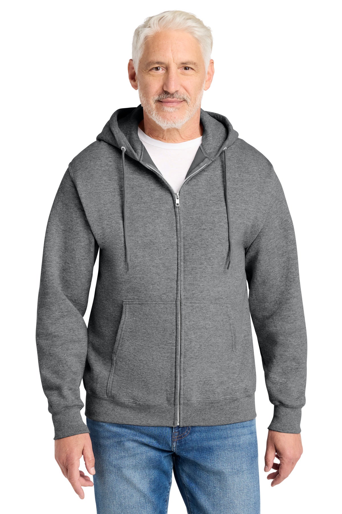 Port & Co Core Fleece Full-Zip Hooded Sweatshirt. PC78ZH in Graphite Heather