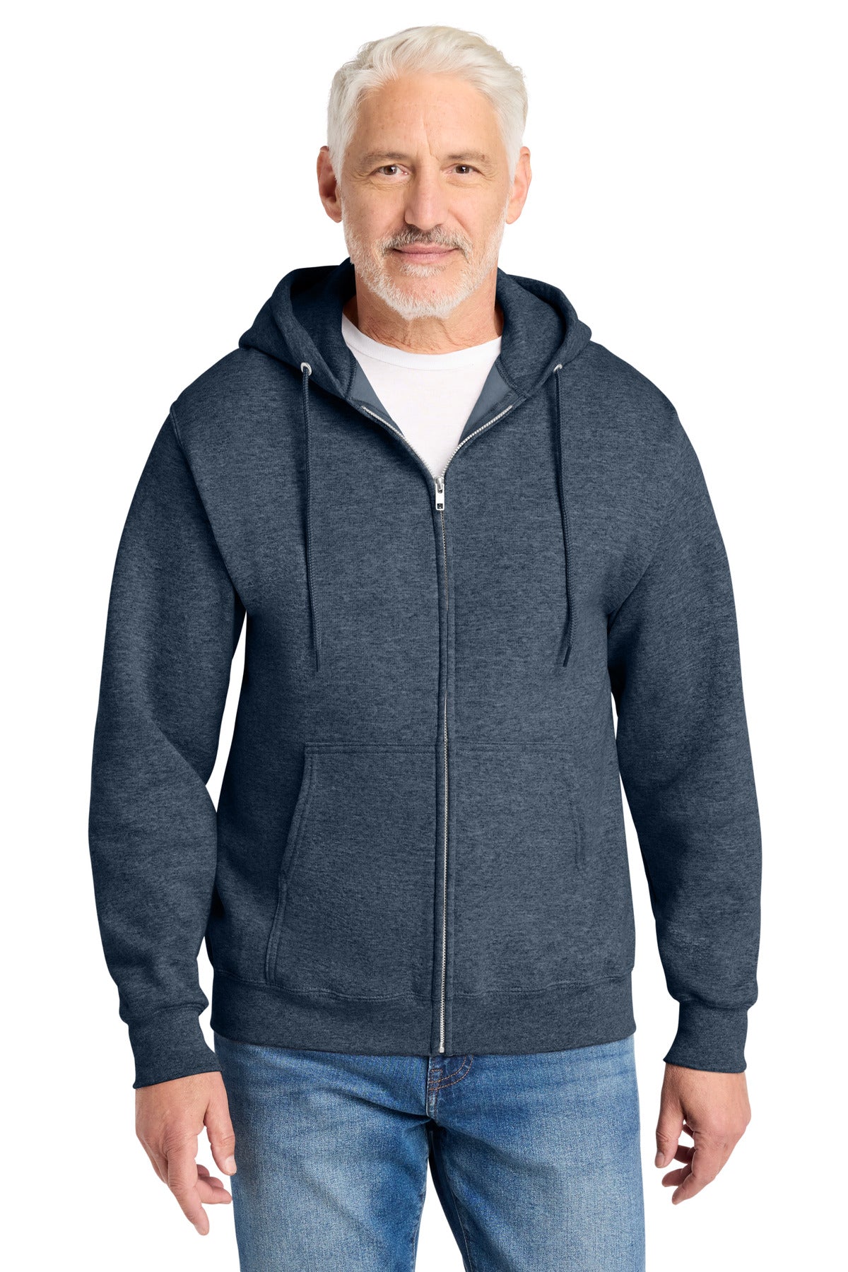 Port & Co Core Fleece Full-Zip Hooded Sweatshirt. PC78ZH in Heather Navy