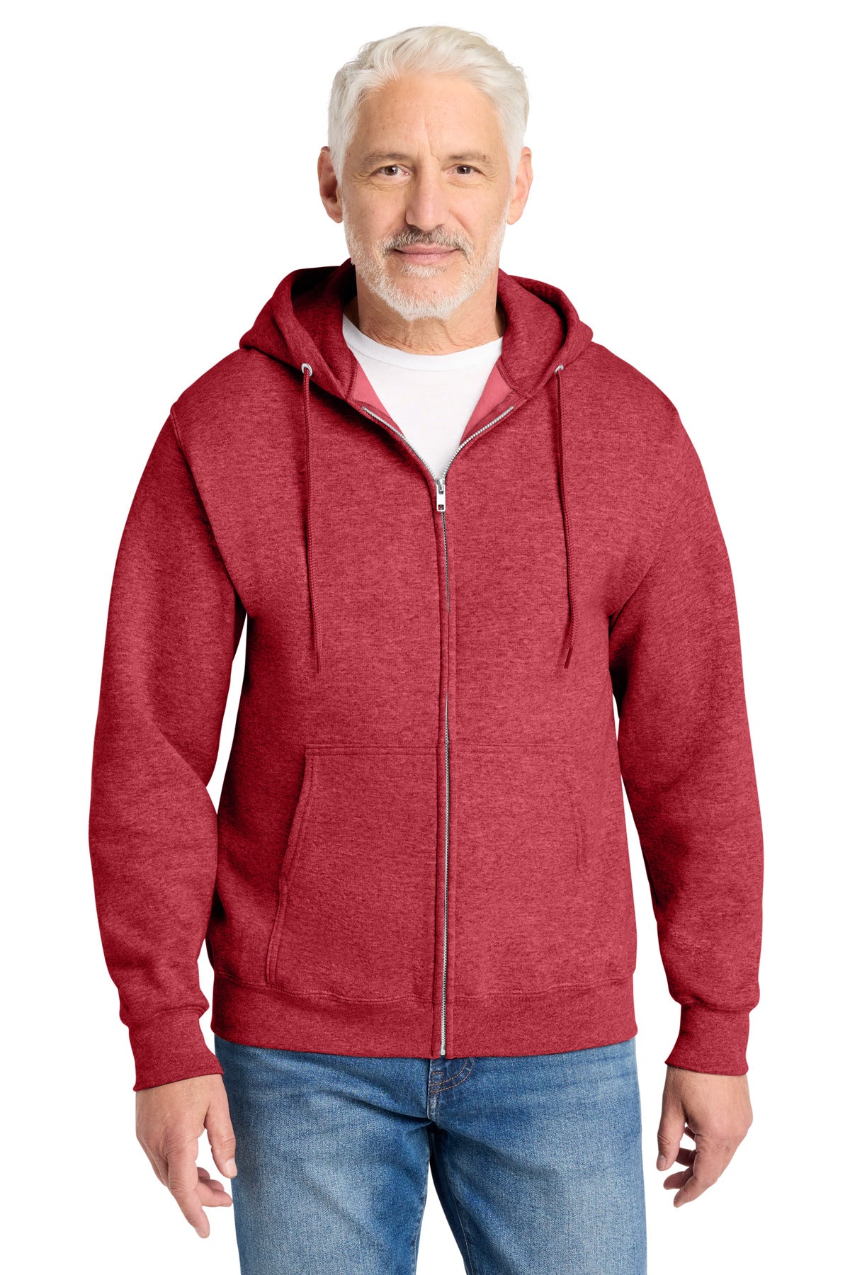 Port & Co Core Fleece Full-Zip Hooded Sweatshirt. PC78ZH in Heather Red