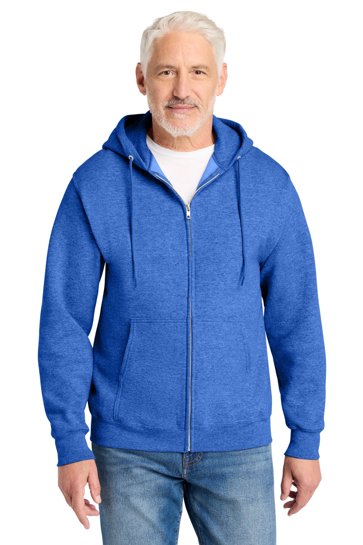 Port & Co Core Fleece Full-Zip Hooded Sweatshirt. PC78ZH in Heather Royal