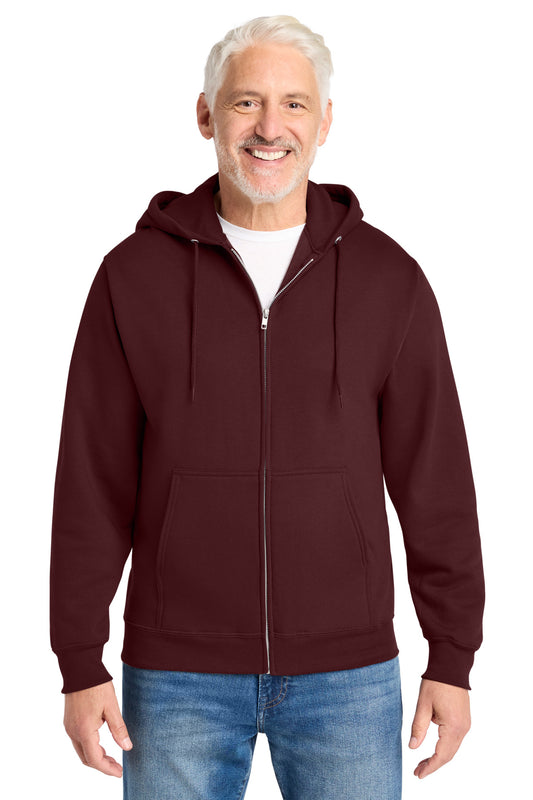 Port & Co Core Fleece Full-Zip Hooded Sweatshirt. PC78ZH in Maroon